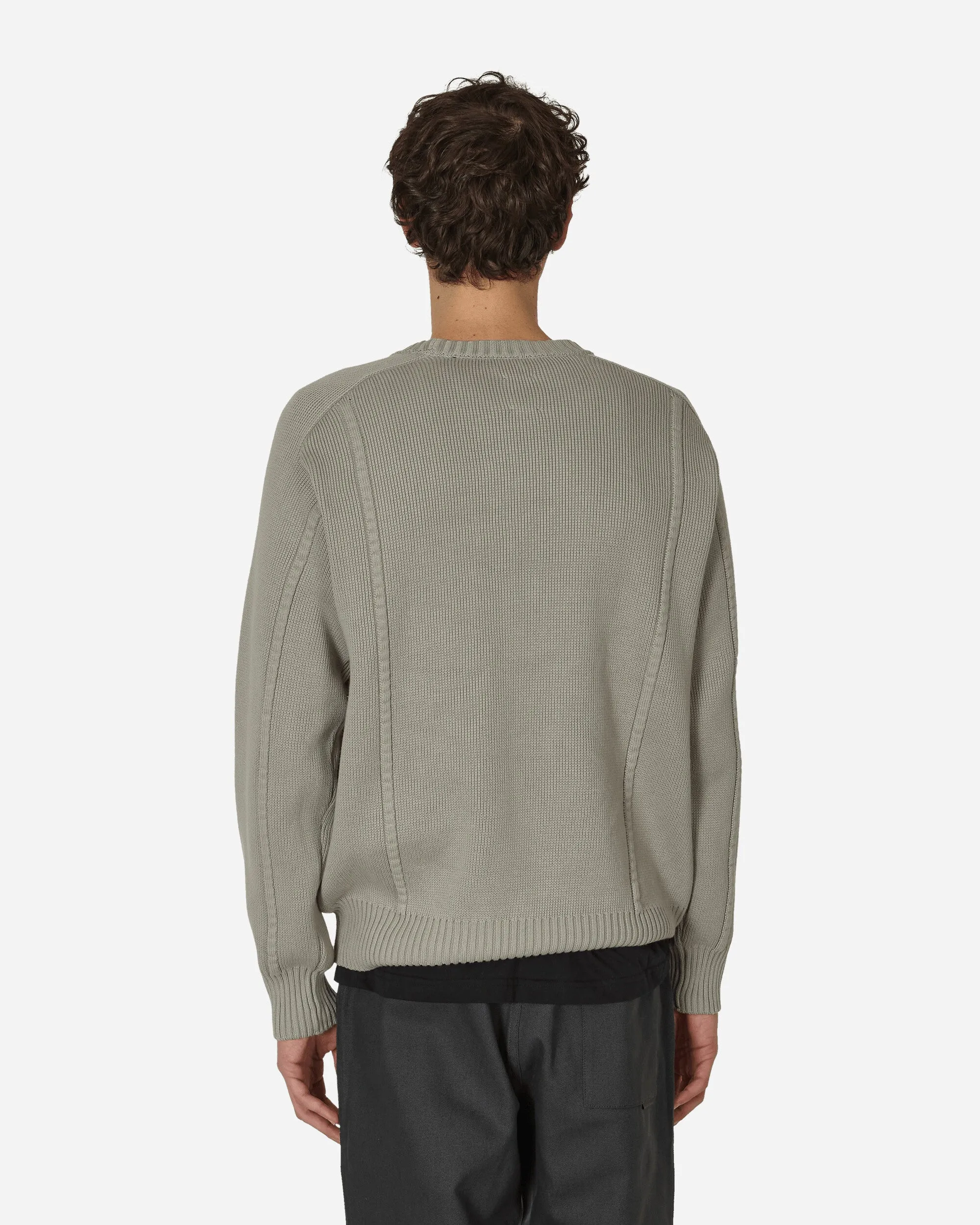 Embossed Crewneck Knit Sweater Pale Grey