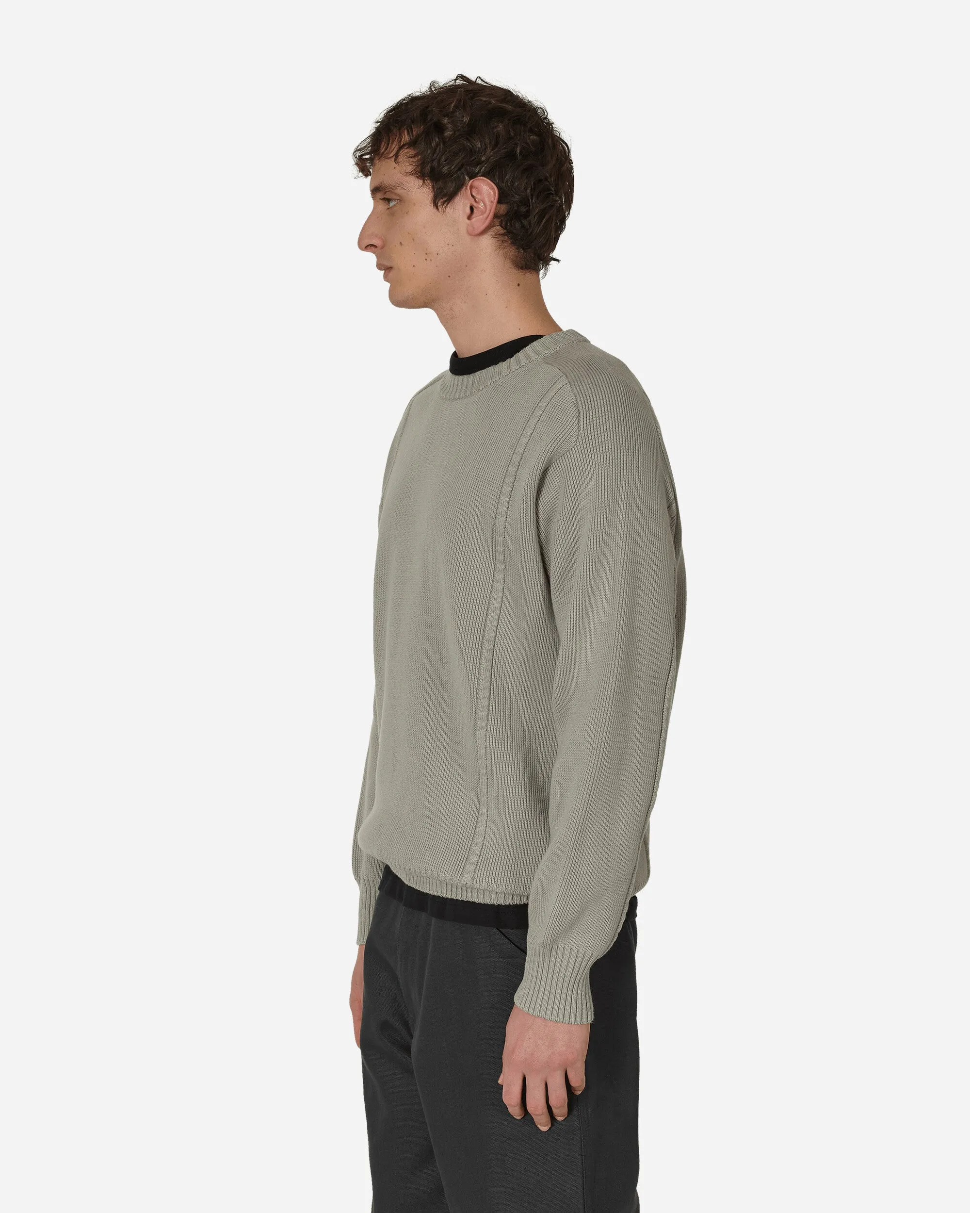 Embossed Crewneck Knit Sweater Pale Grey