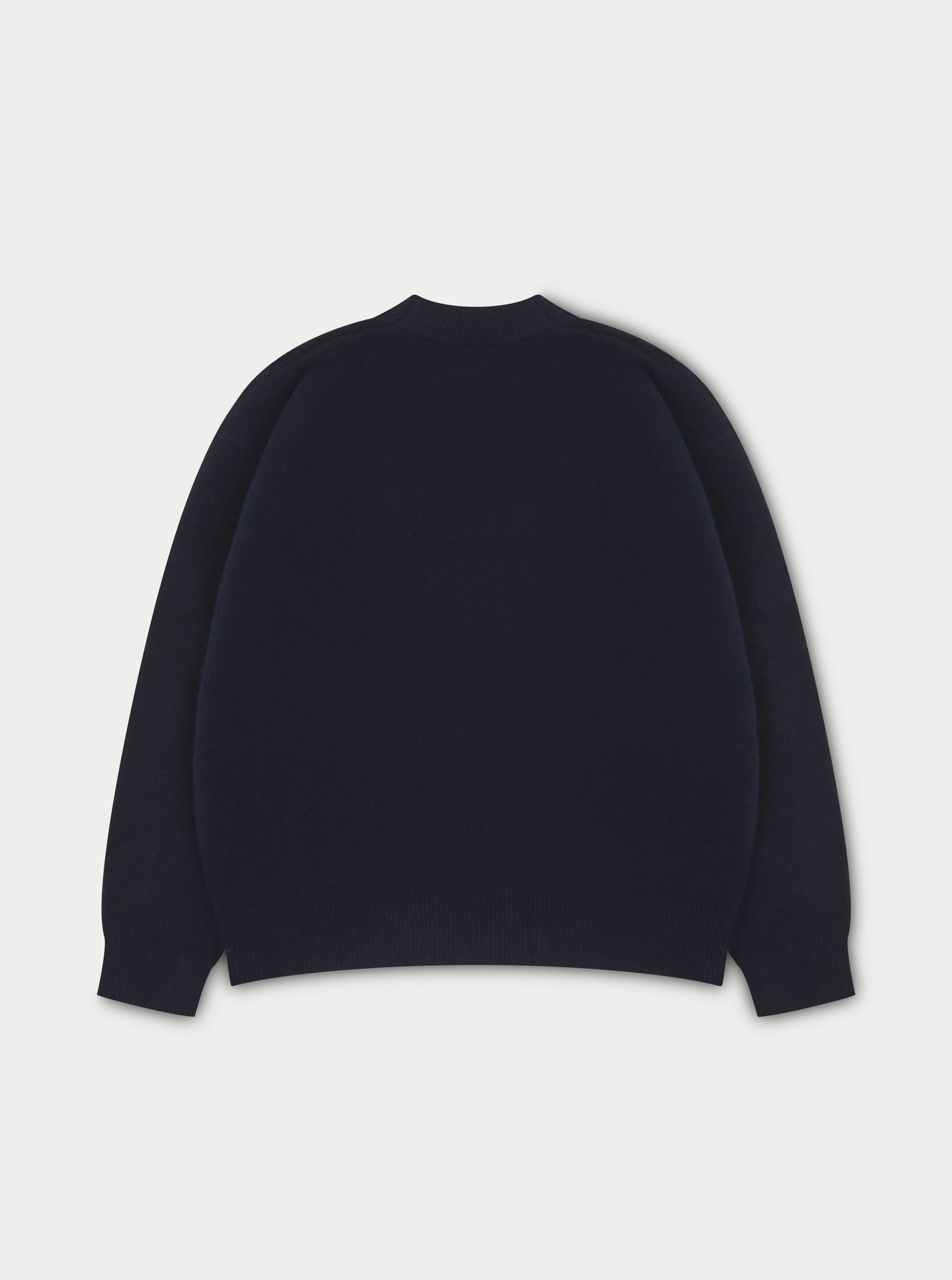 FLUFFY EMBLEM KNITTED CREW - NAVY
