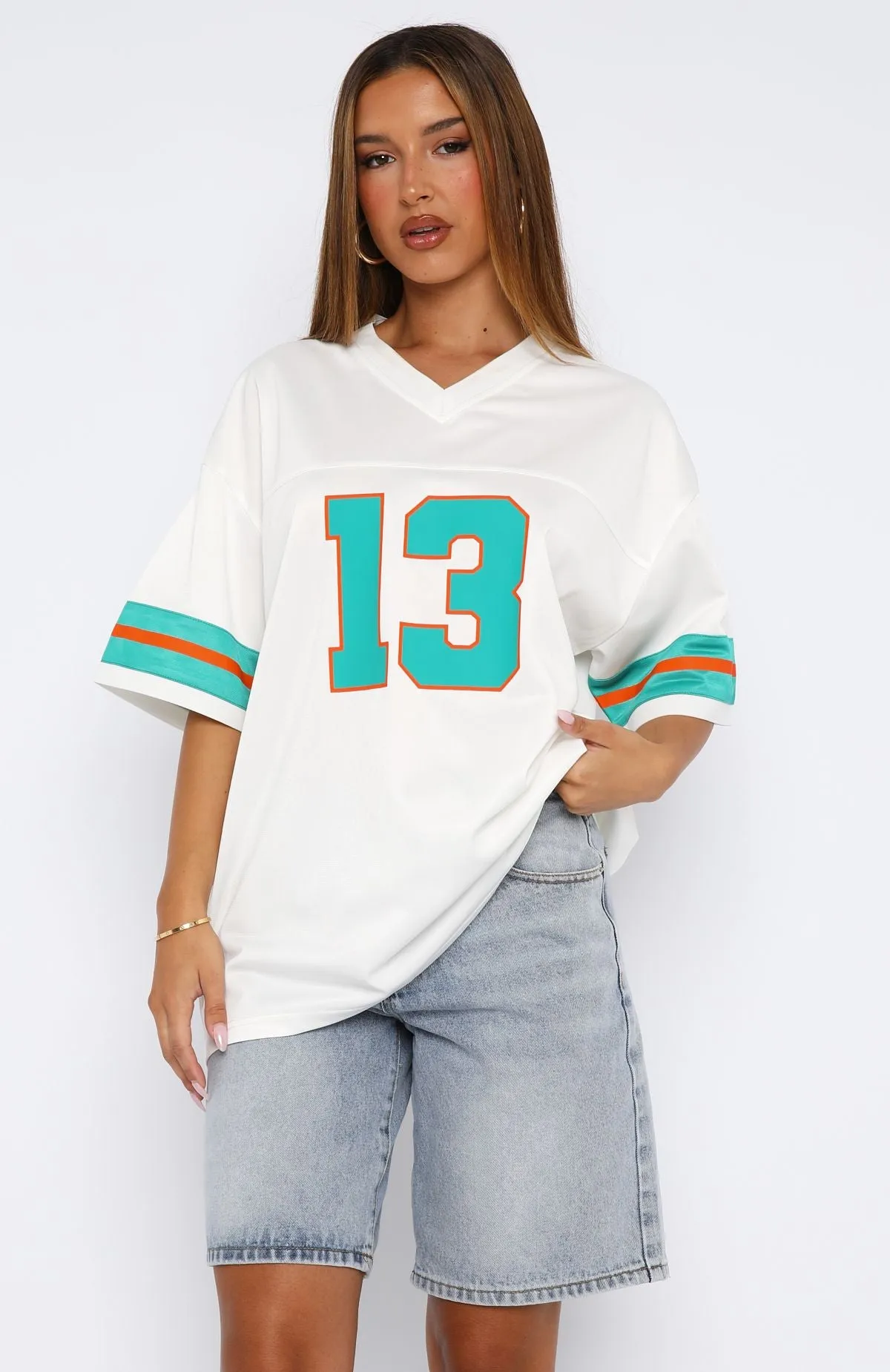 Friday Night Lights Oversized Jersey White/Teal