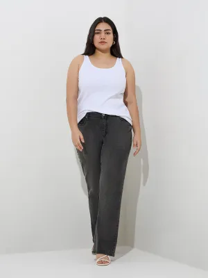 Gia White Ribbed Cotton-Blend Top