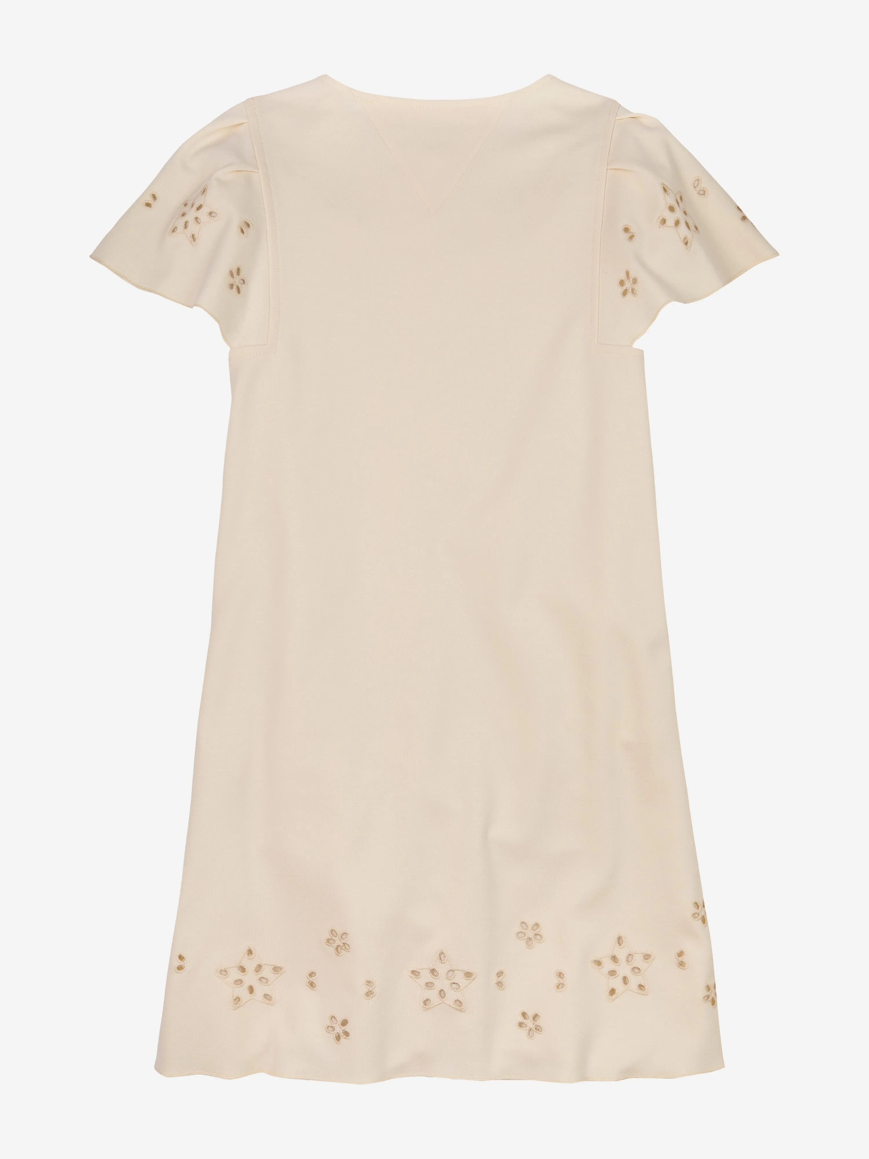 Girls Embroidered Flutter Dress in Ivory
