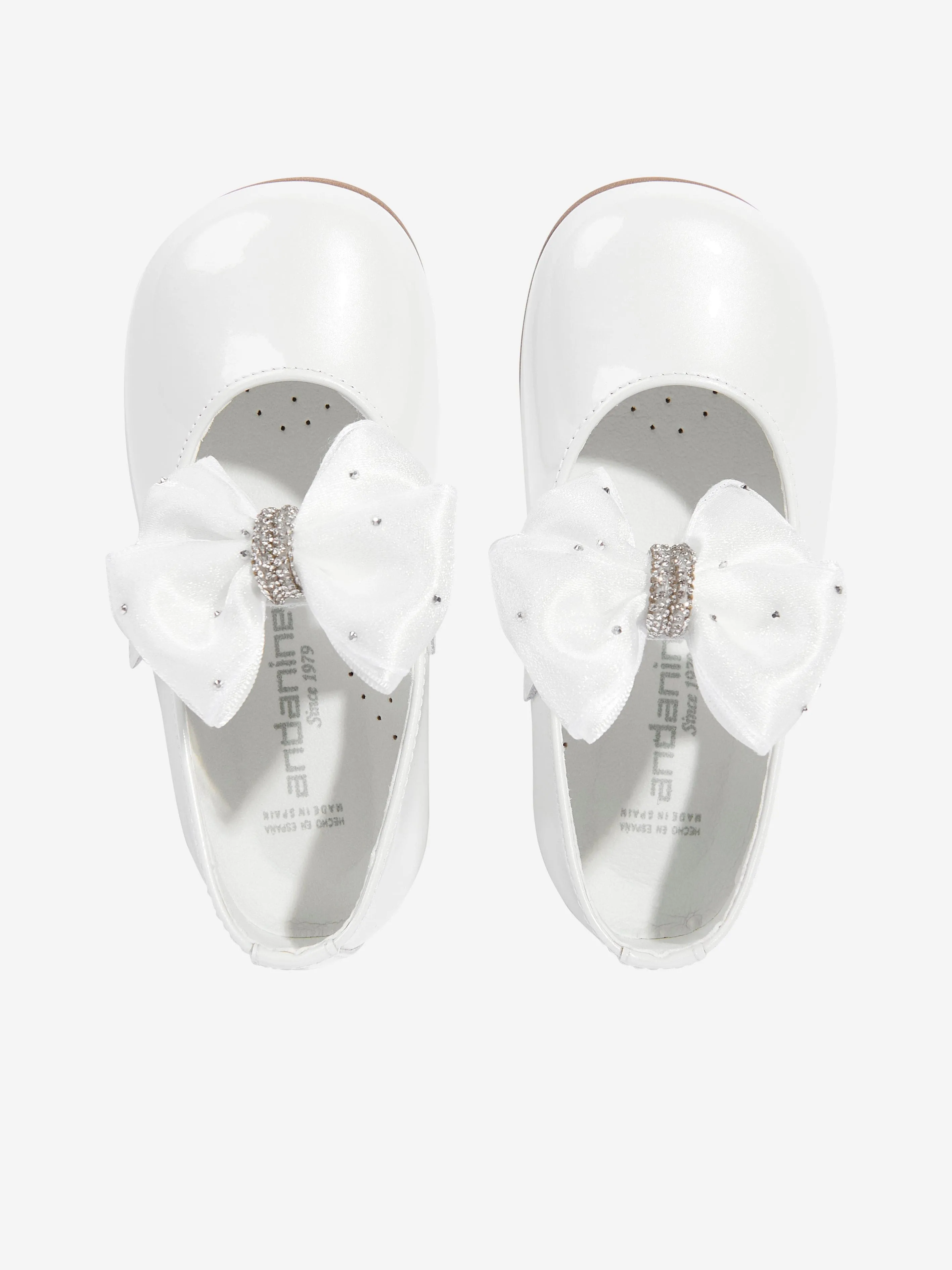 Girls Patent Leather Bow Shoes in White