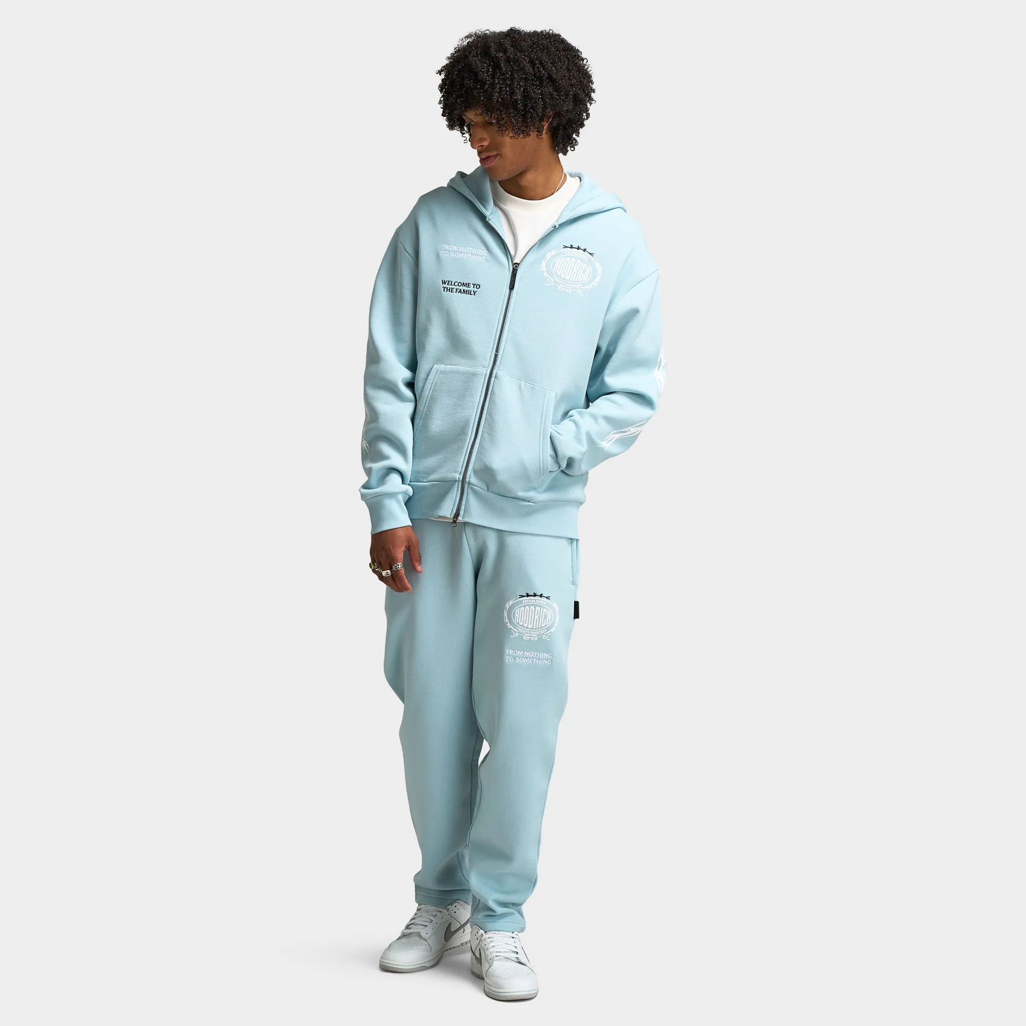 Hoodrich Noir Oversized Full Zip Hoodie Sterling Blue / White - Anthracite