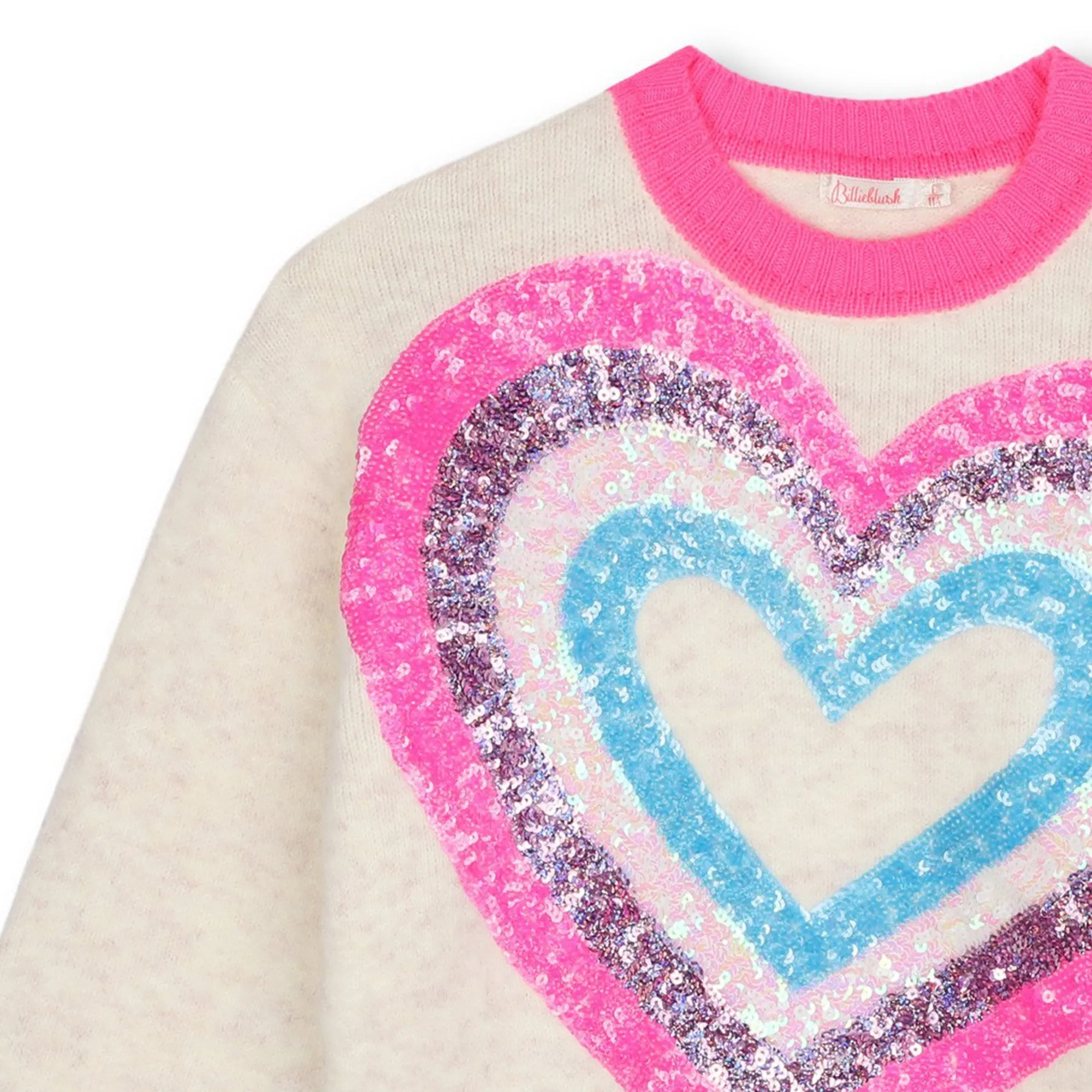 Ivory Sequin Heart Applique Sweater