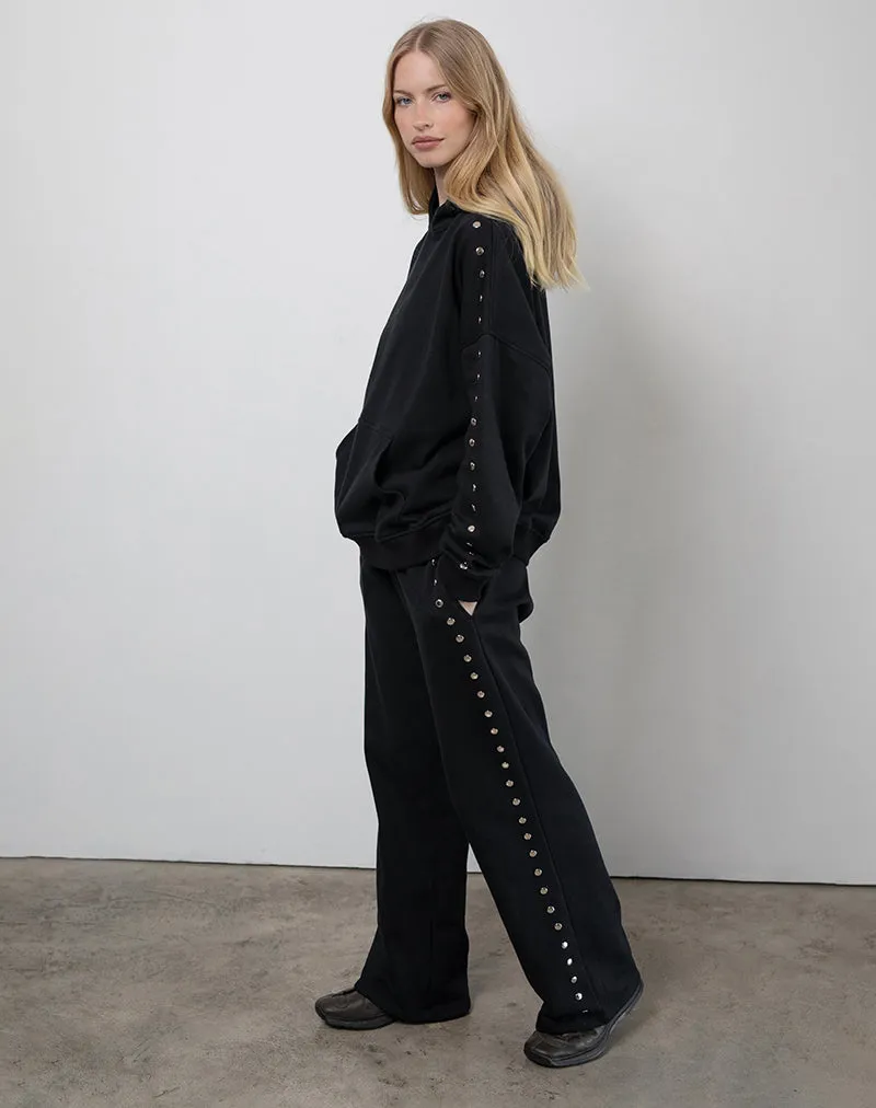 Lark Loose Fit Joggers in Black with Studs