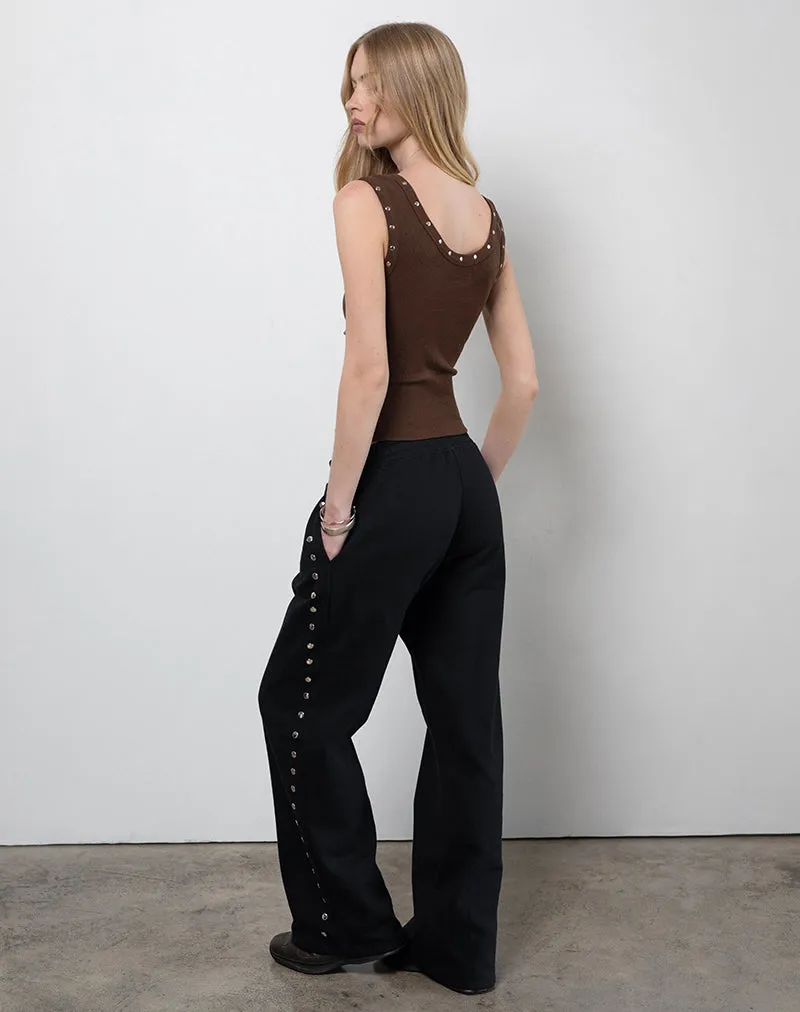 Lark Loose Fit Joggers in Black with Studs