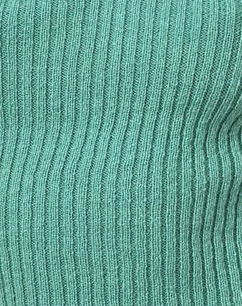 Lesly Bardot Top with O Ring in Turquoise