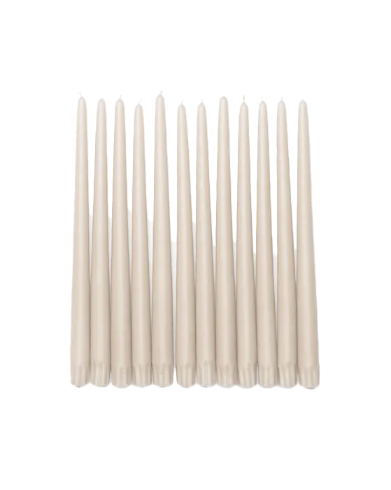 LIGHT BEIGE TAPER CANDLES (SET OF 12)
