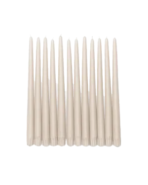 LIGHT BEIGE TAPER CANDLES (SET OF 12)