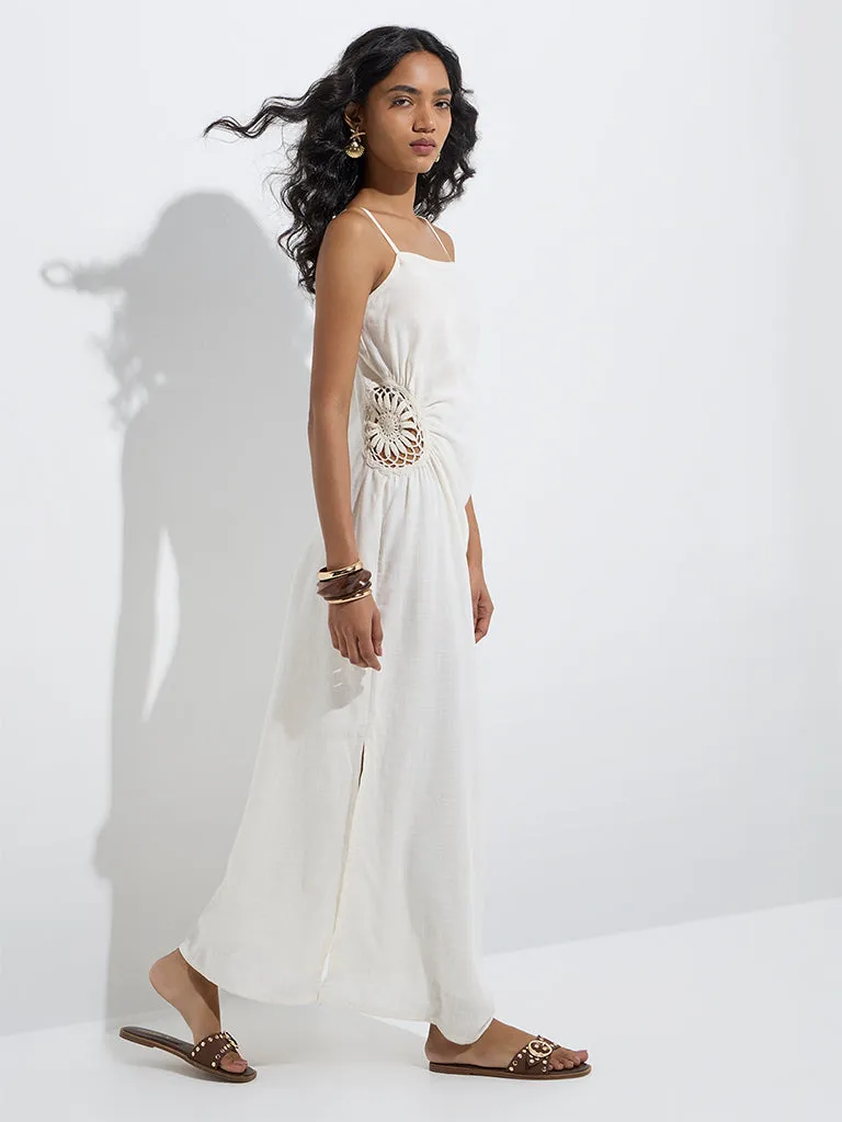 LOV Off-White Crochet-Detailed Straight Dress
