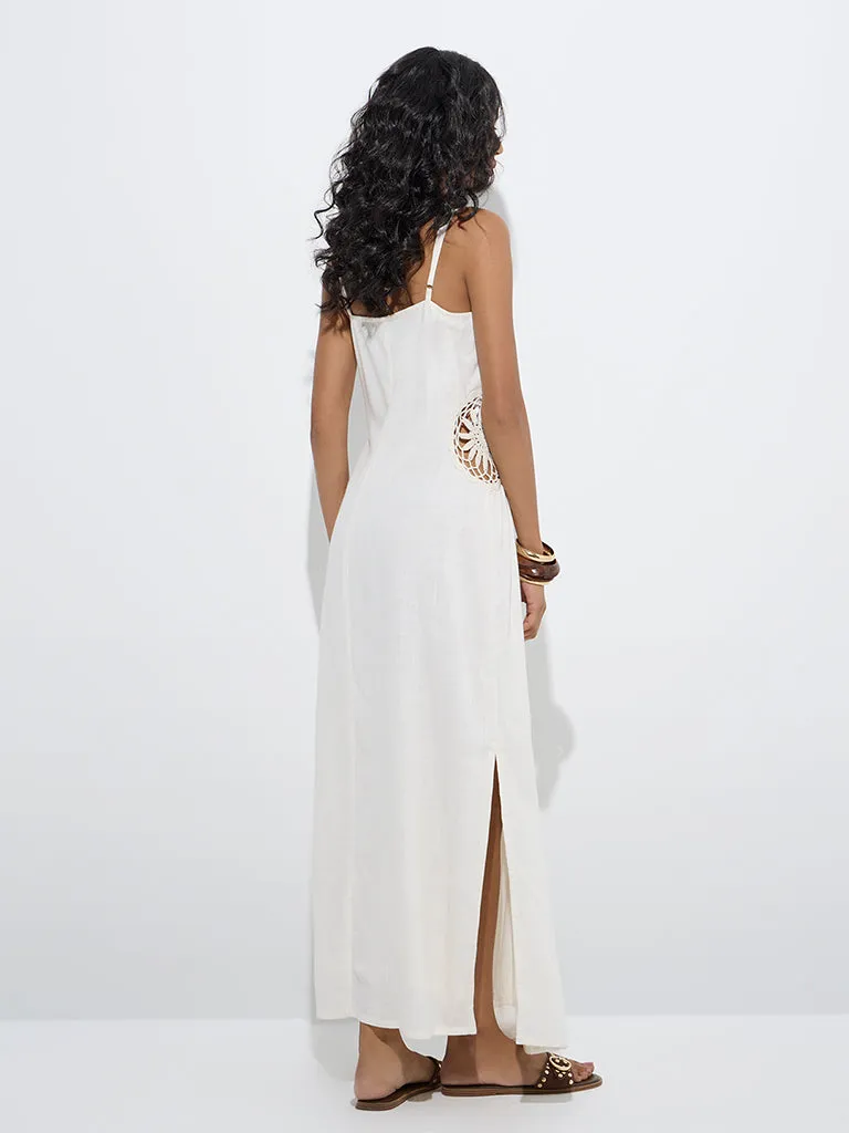 LOV Off-White Crochet-Detailed Straight Dress
