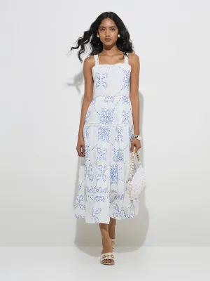 LOV White Embroidered Tiered Dress