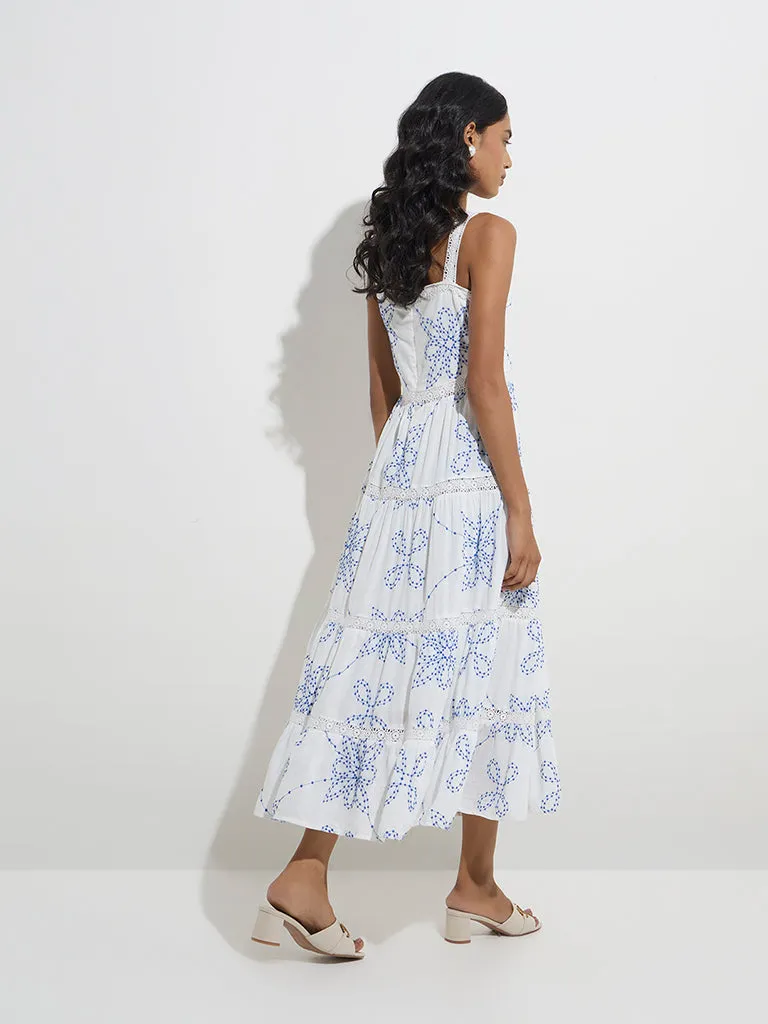 LOV White Embroidered Tiered Dress