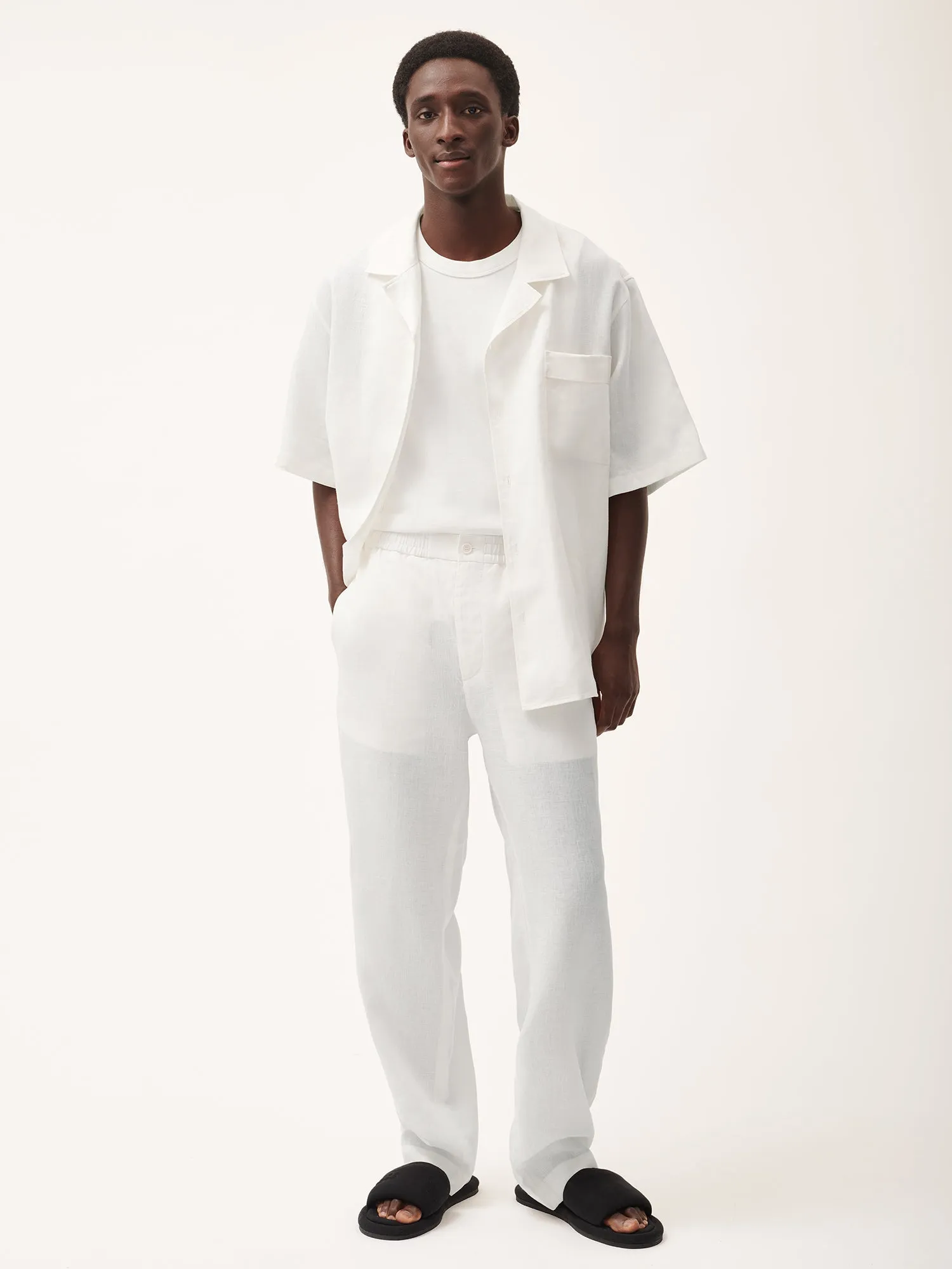 Mens Aloe Linen Trousers—off-white