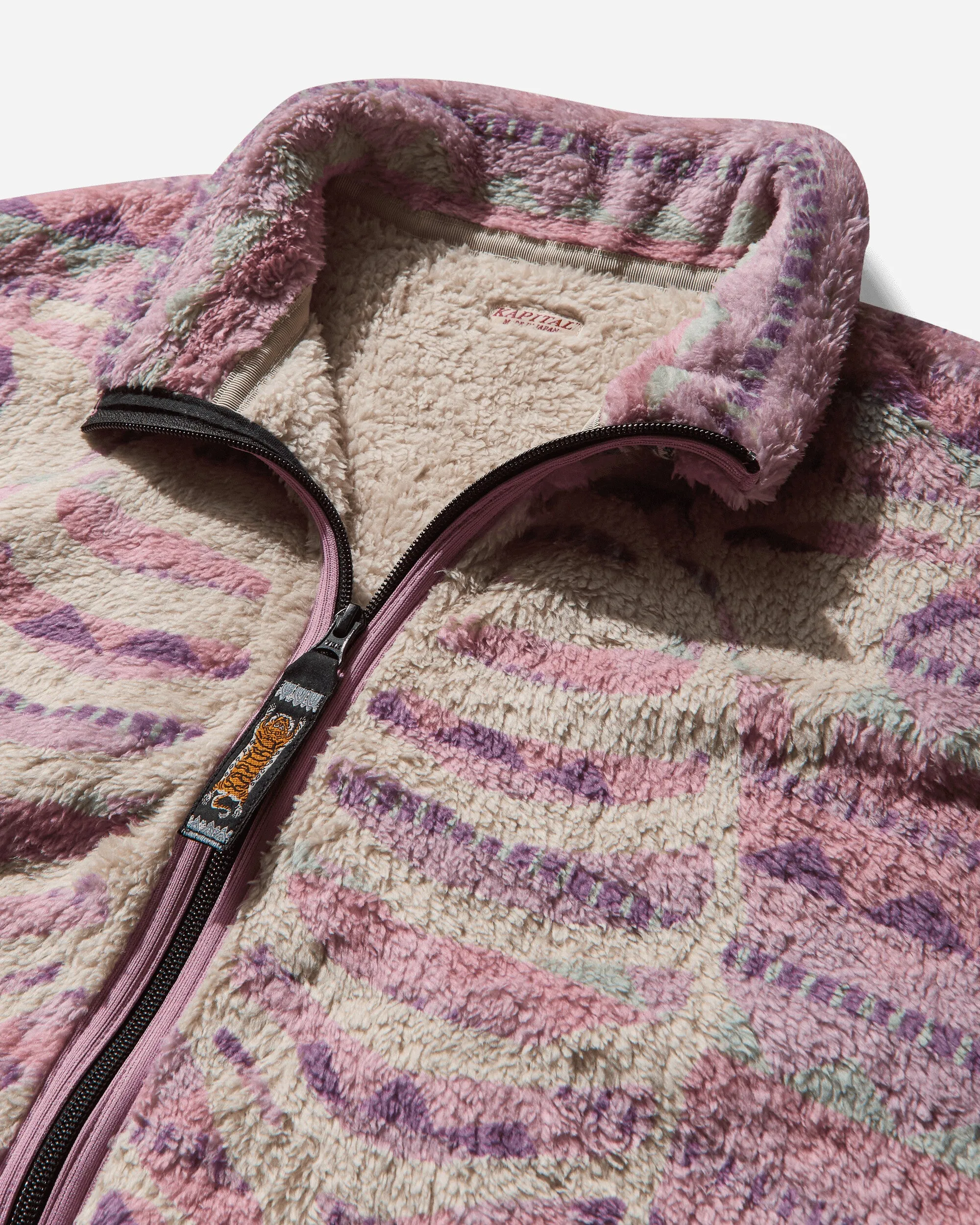 Men's Ashland Stripe & Bone Fleece Zip Jacket Pink
