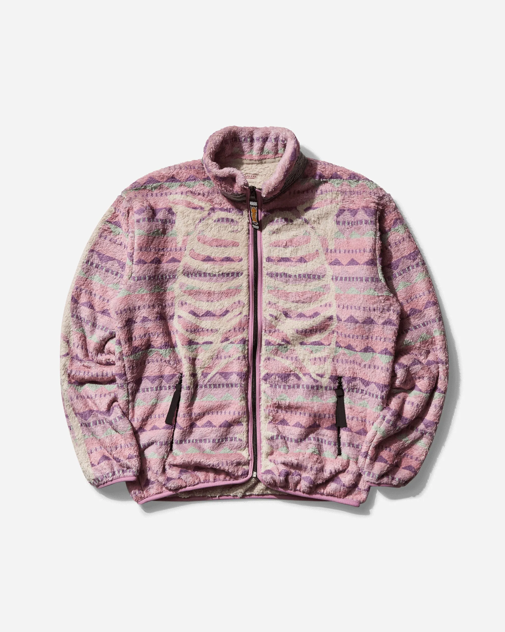 Men's Ashland Stripe & Bone Fleece Zip Jacket Pink