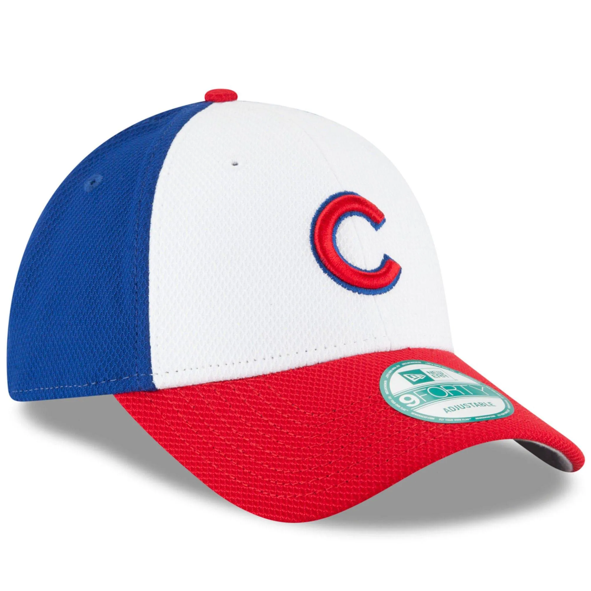 Men's Chicago Cubs New Era White/Red Perforated Block 9FORTY Adjustable Hat