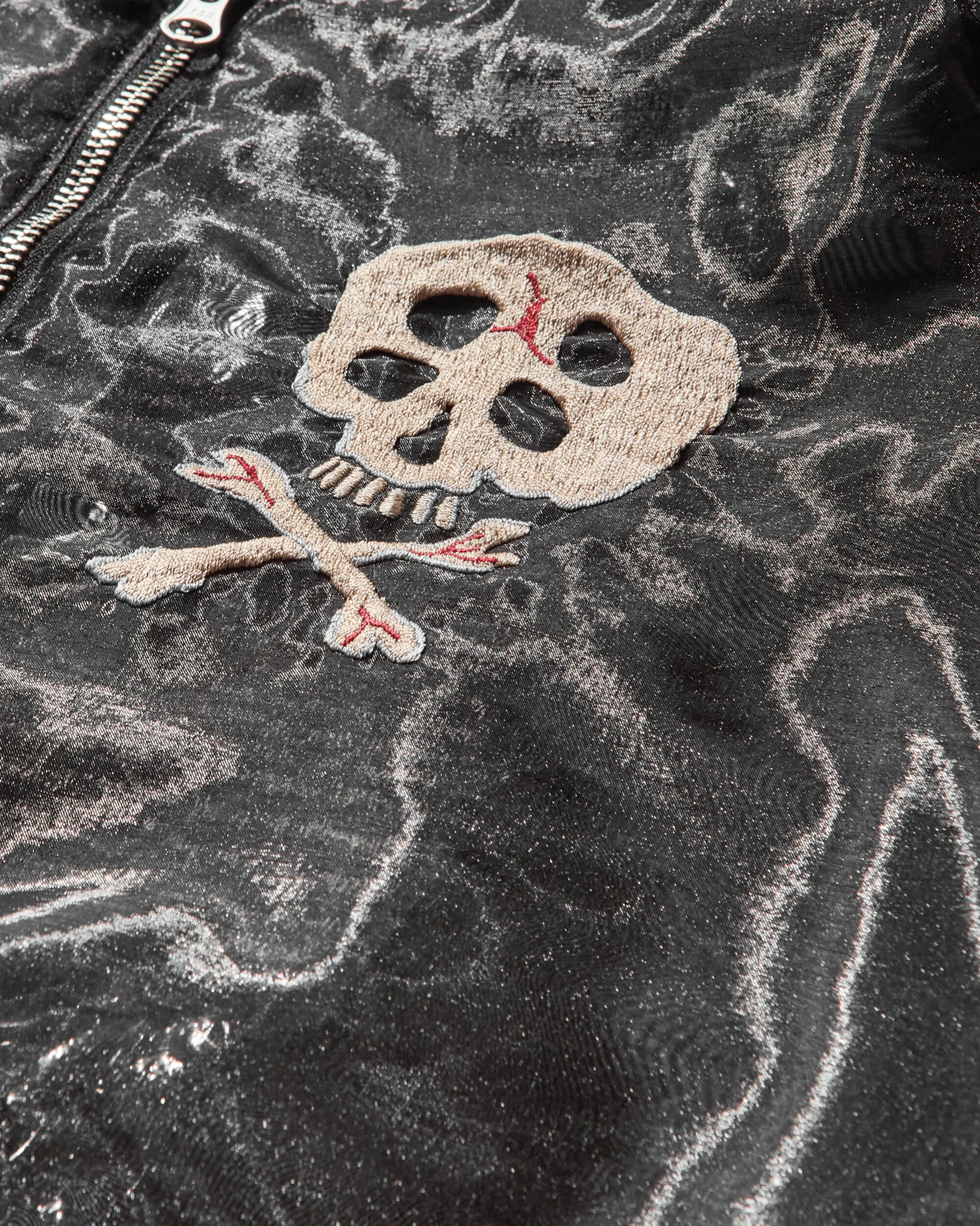 Men's Sheer Pearl Souvenir Jacket (Rain Skull) Black