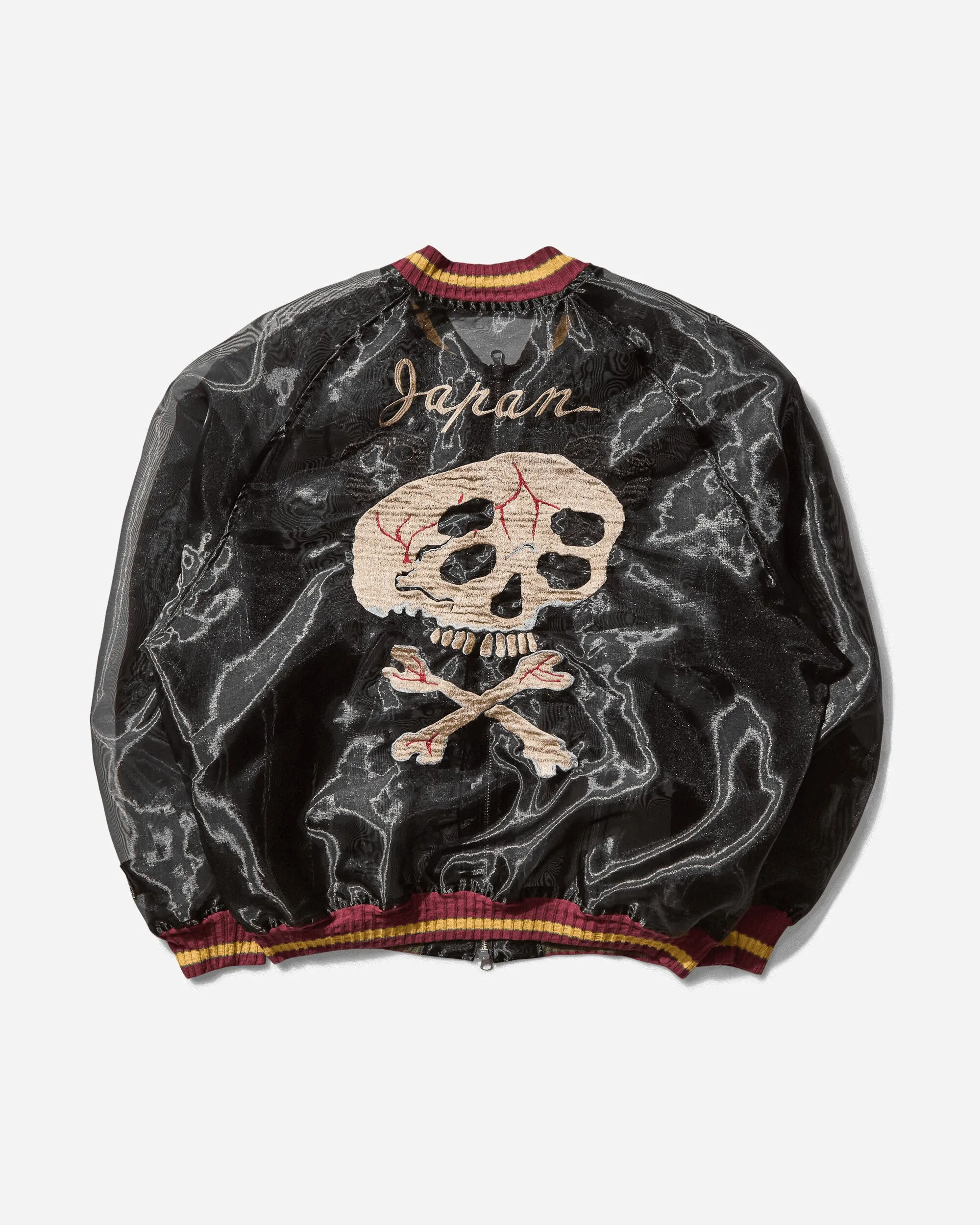 Men's Sheer Pearl Souvenir Jacket (Rain Skull) Black