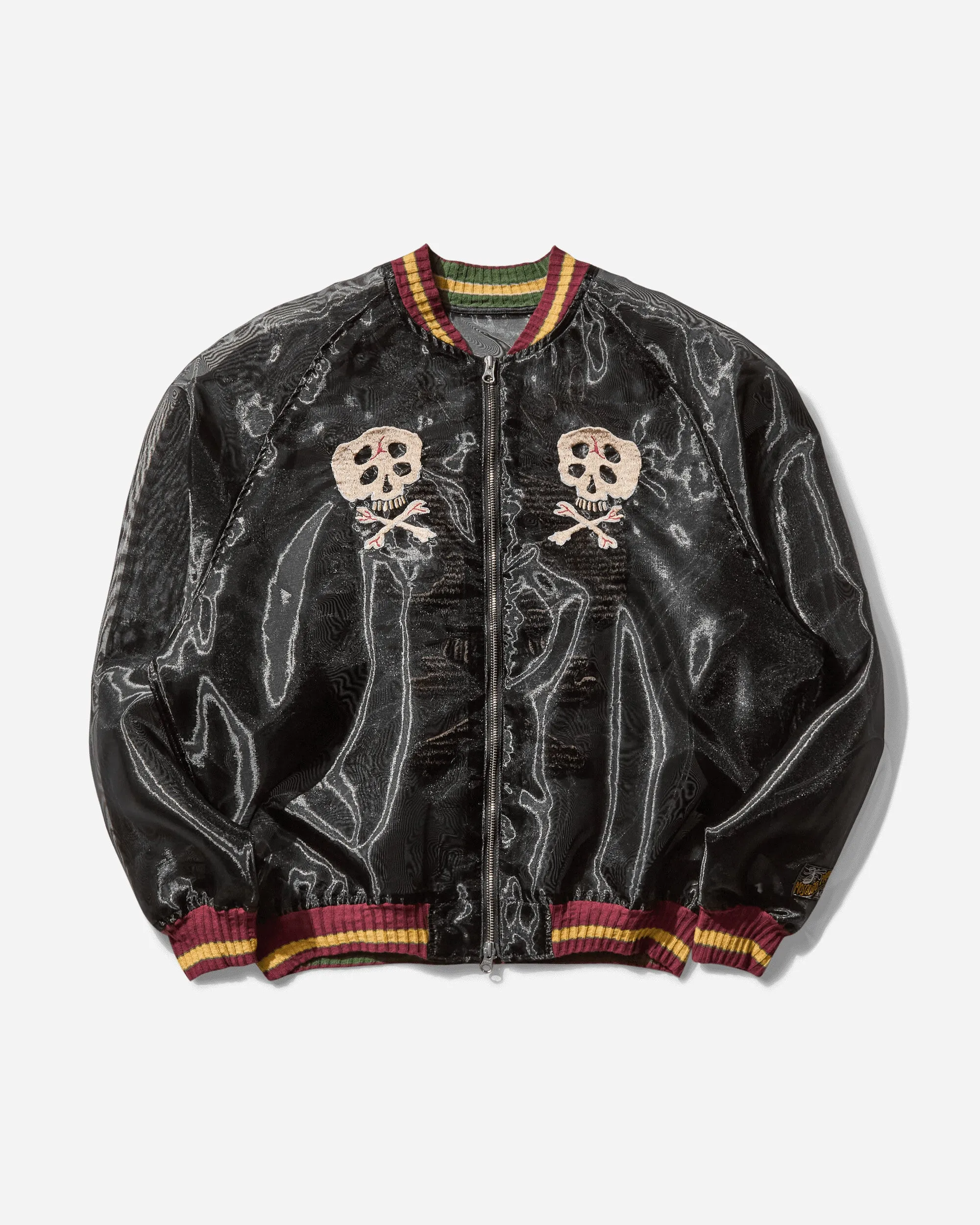 Men's Sheer Pearl Souvenir Jacket (Rain Skull) Black
