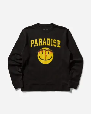 Men's Smiley Jesus Crewneck Sweatshirt Black