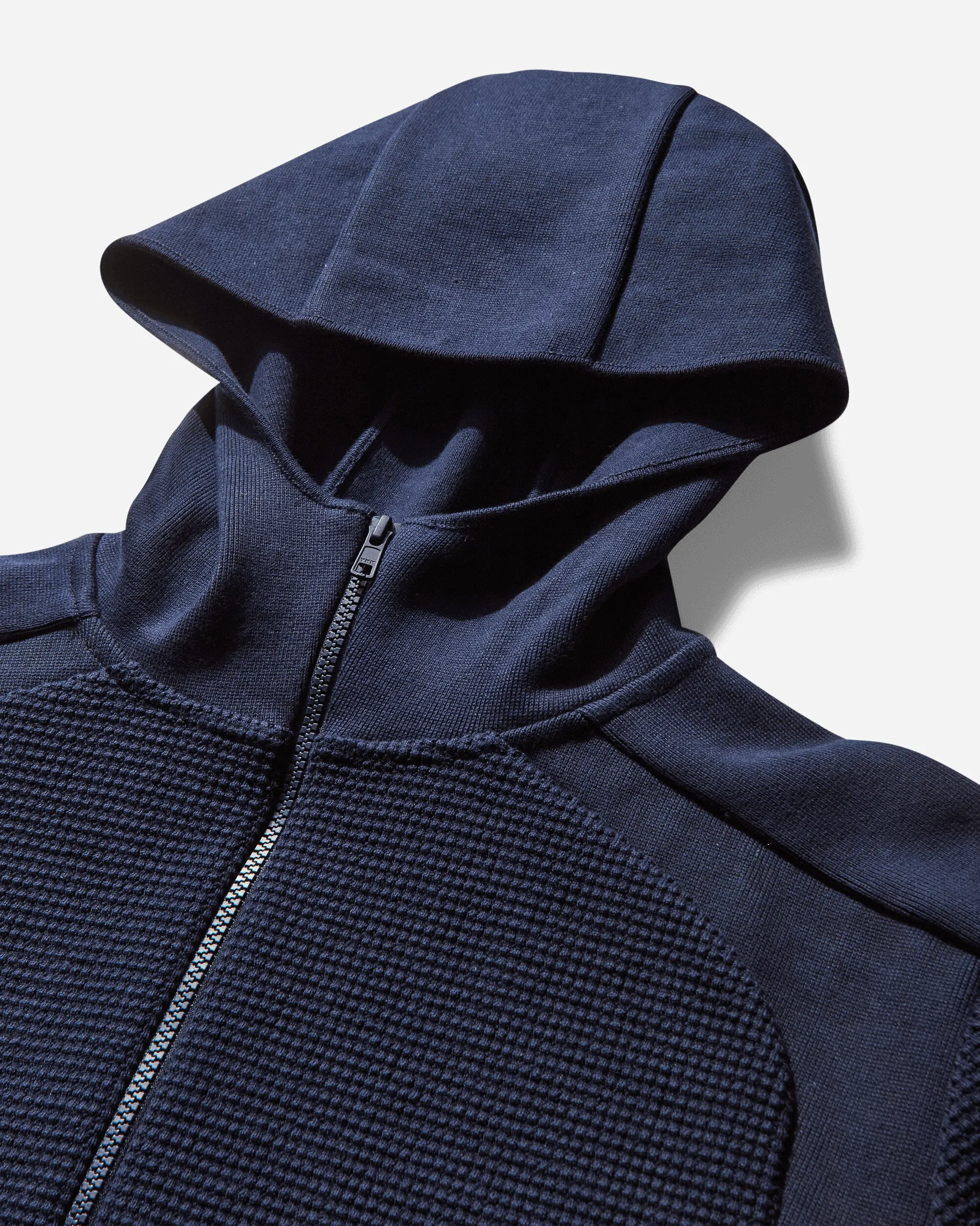 Men's Waffle Cotton Knit Hoodie Dark Navy