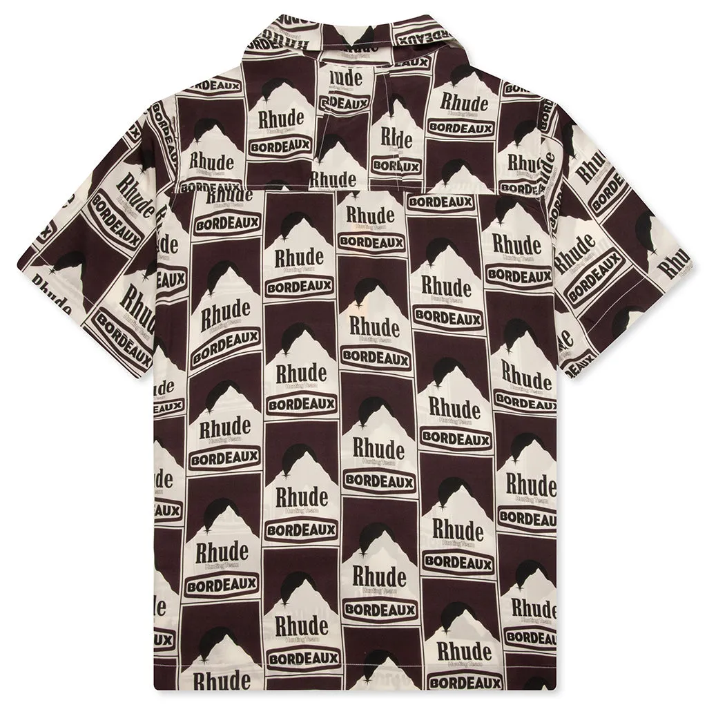 Moonlight Bordeaux Silk Shirt - Maroon/Off White