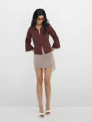 Nuon Beige Solid High-Rise Skirt