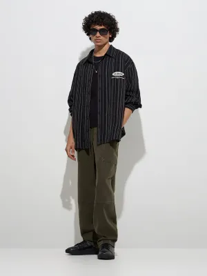 Nuon Dark Olive Relaxed-Fit Mid-Rise Jeans
