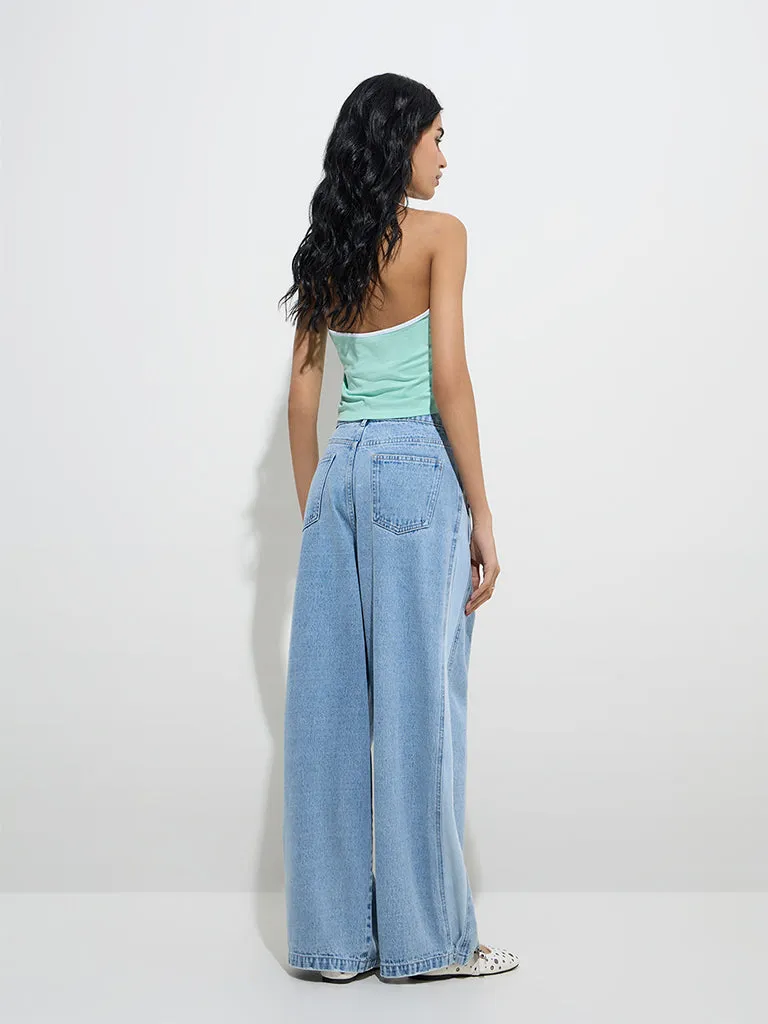Nuon Light Blue Relaxed-Fit High-Rise Jeans