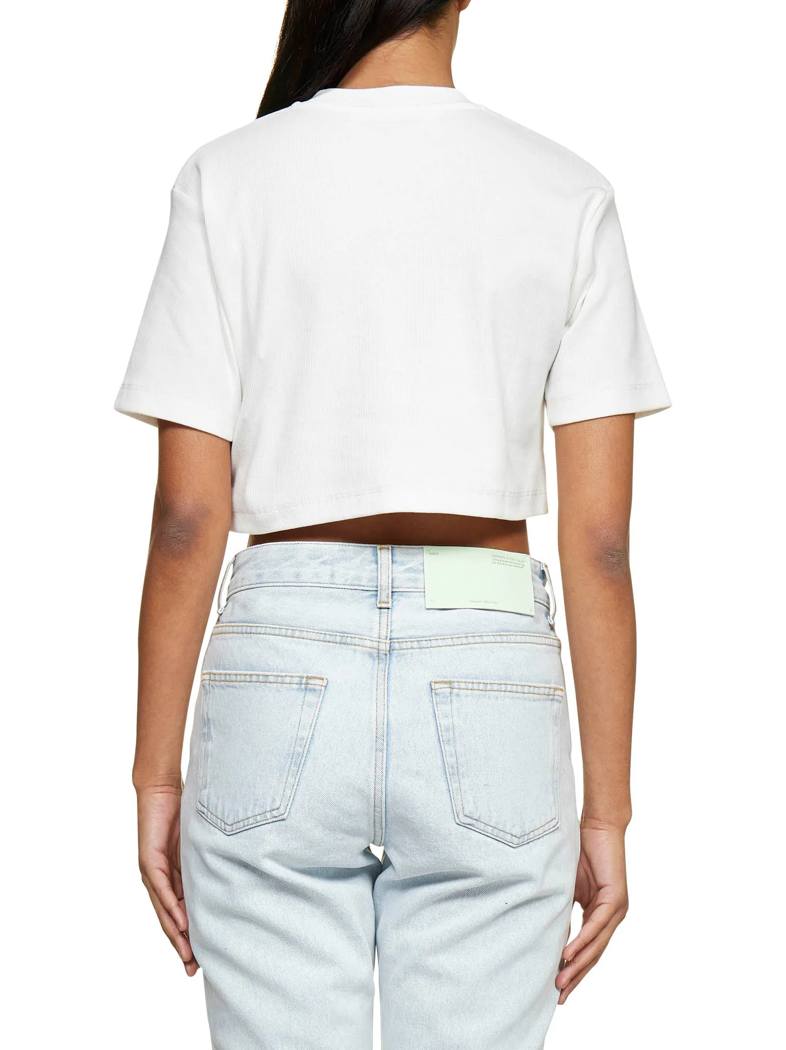 Off-White Off Logo Detailed Cropped T-Shirt