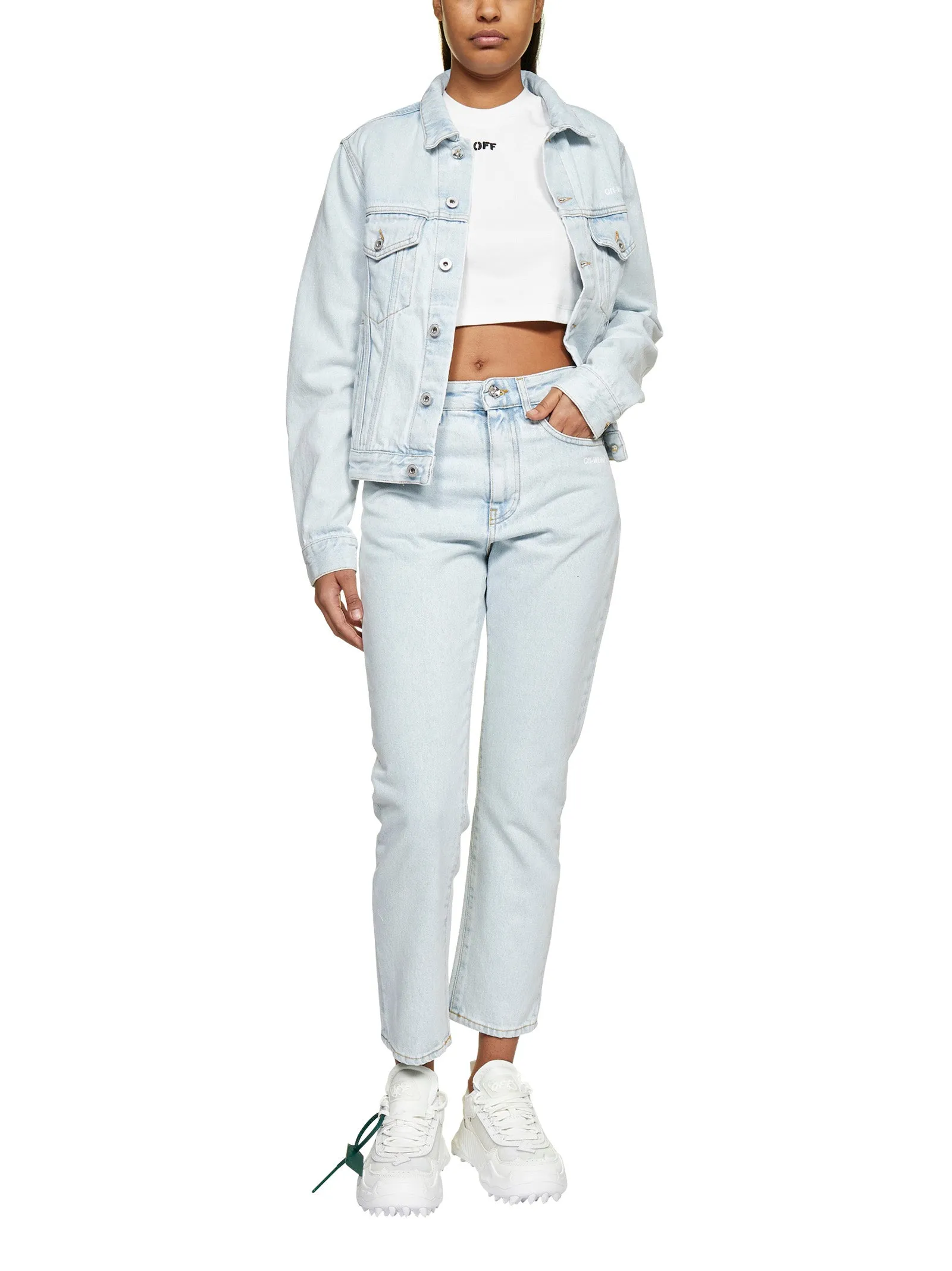 Off-White Off Logo Detailed Cropped T-Shirt