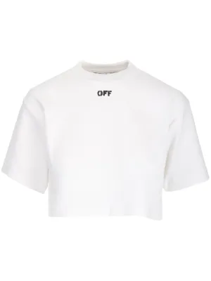 Off-White Off Logo Detailed Cropped T-Shirt