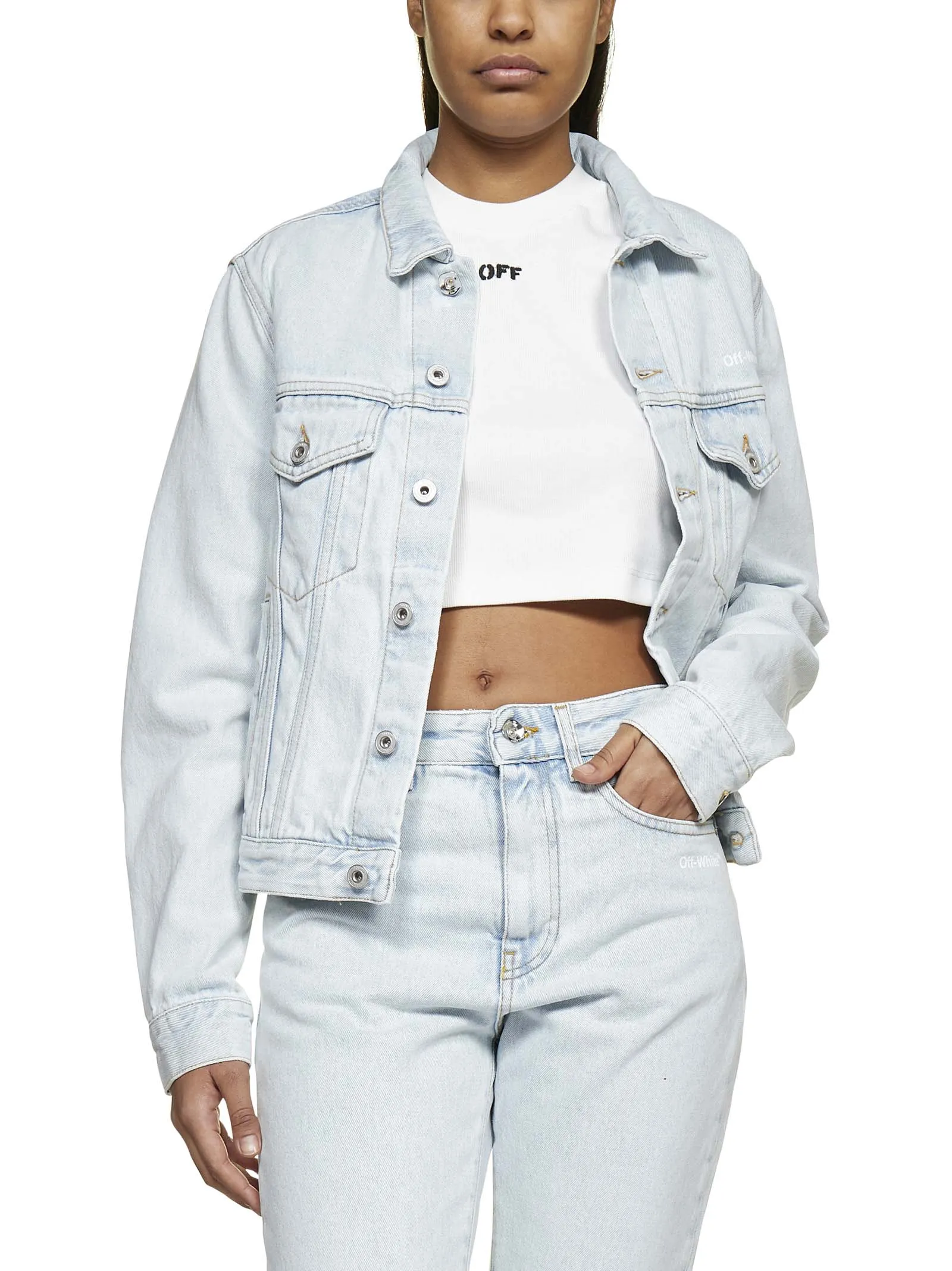Off-White Off Logo Detailed Cropped T-Shirt