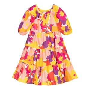 Orange Floral Flow Dress