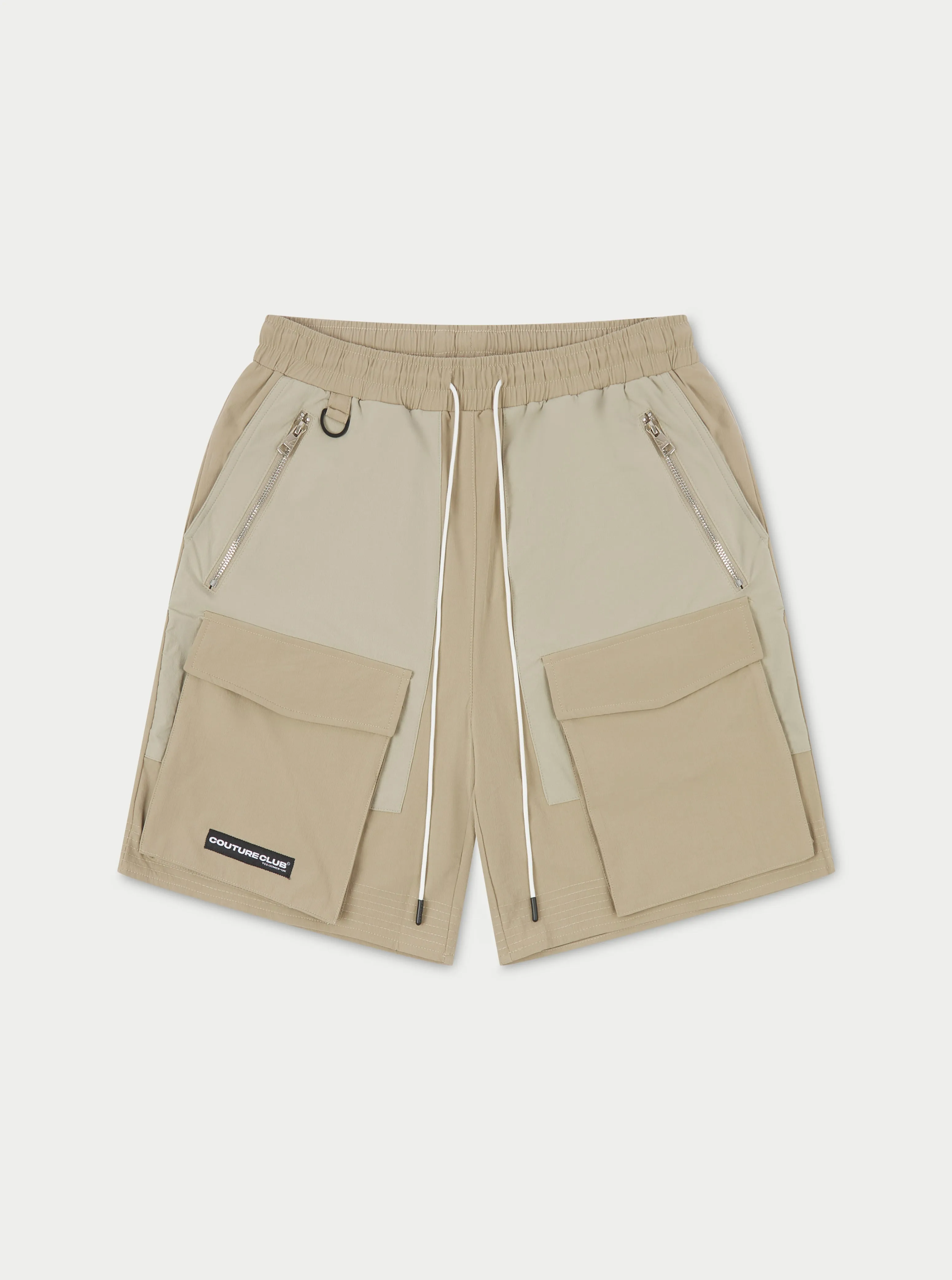 PANELLED CARGO SHORTS - BEIGE