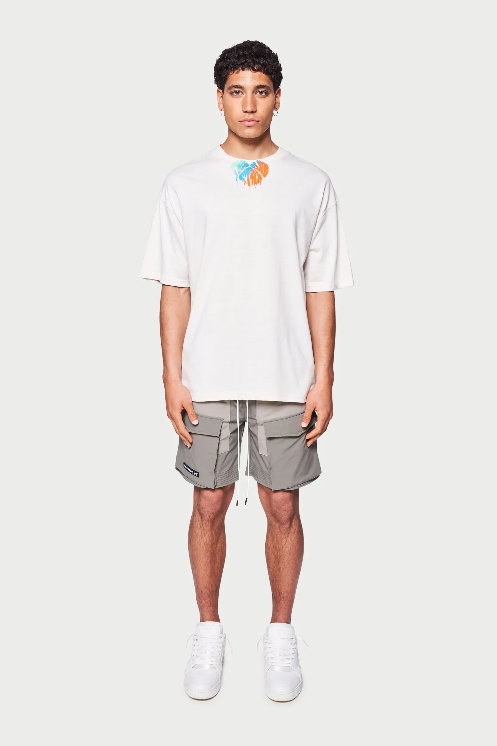 PANELLED CARGO SHORTS - GREY