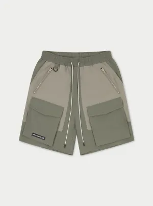 PANELLED CARGO SHORTS - GREY