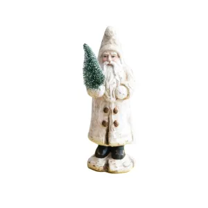 Paper Mache Santa with Bottle Brush Tree