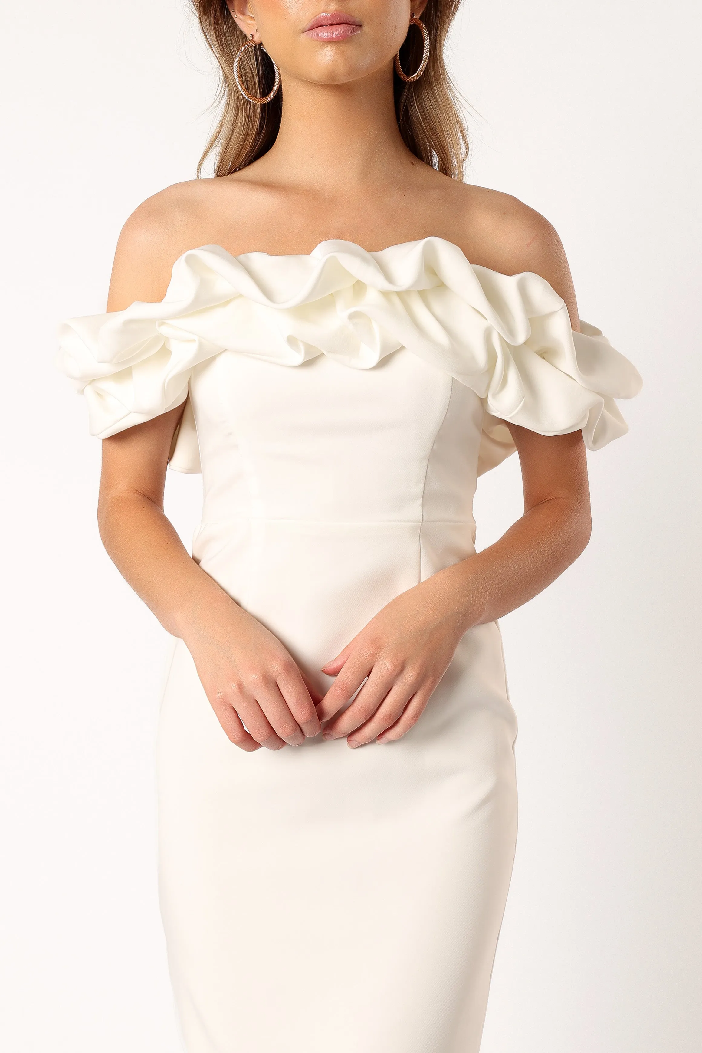 Phoebe Off Shoulder Midi Dress - White
