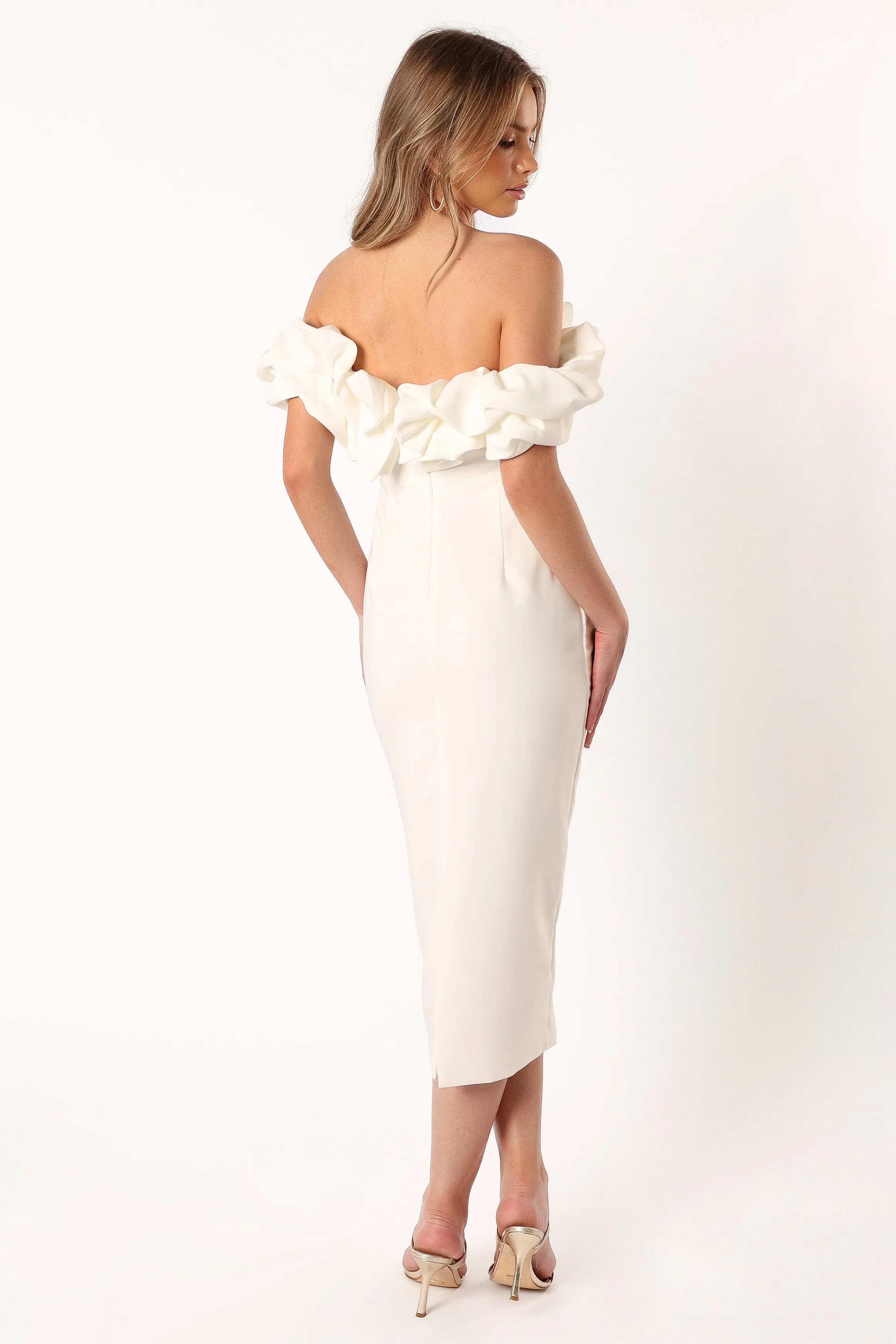 Phoebe Off Shoulder Midi Dress - White