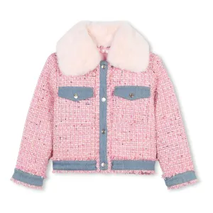 Pink Tweed Shearling Jacket