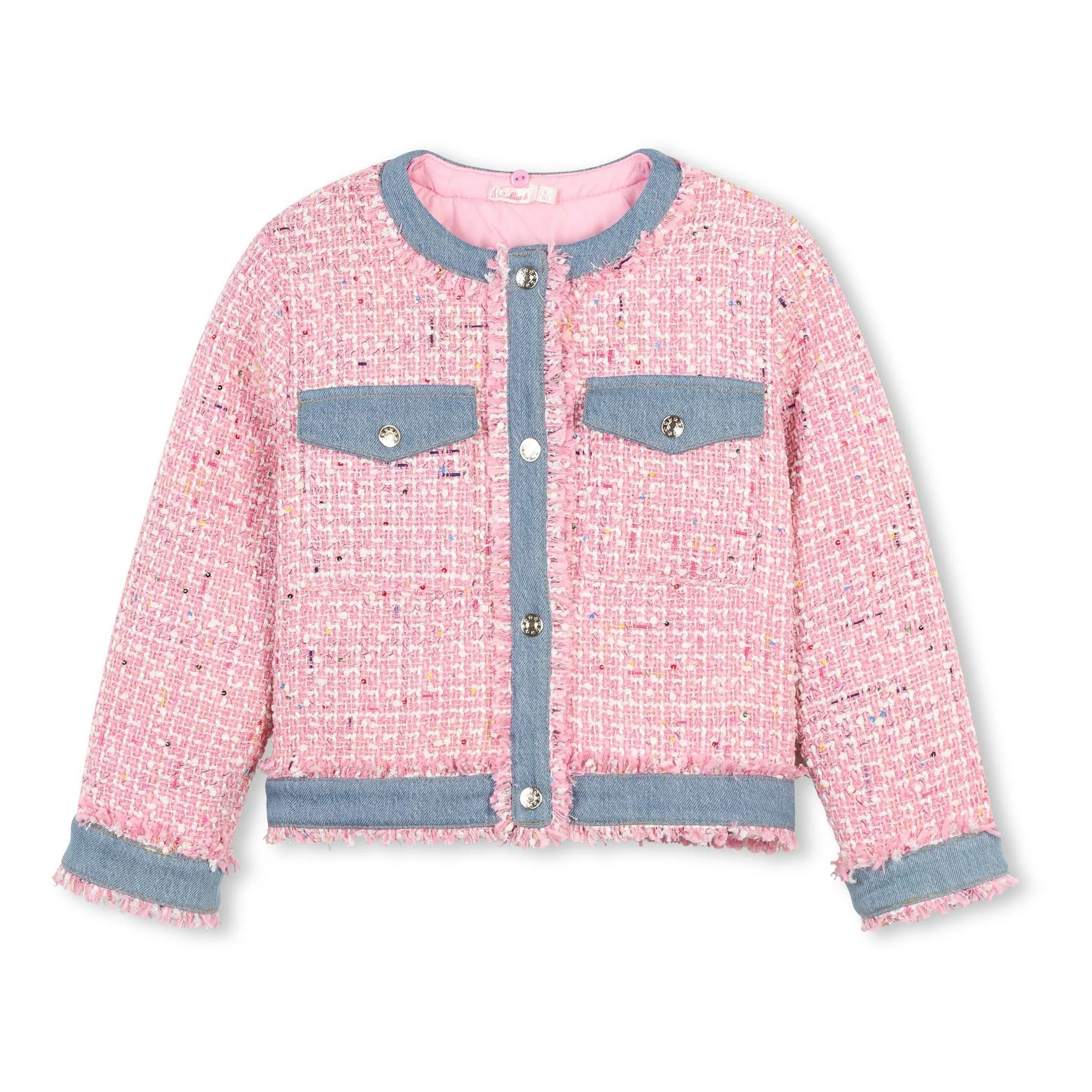 Pink Tweed Shearling Jacket