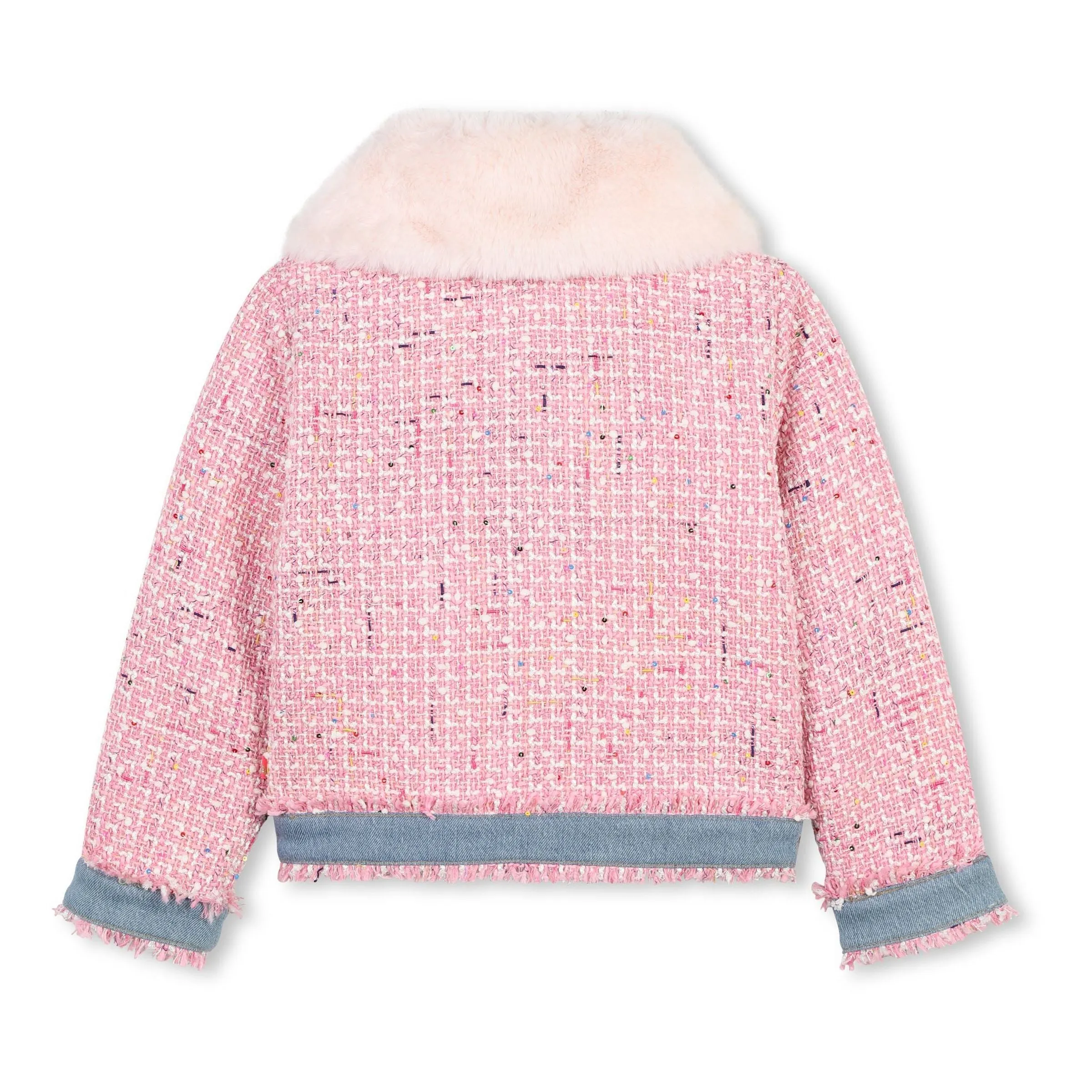 Pink Tweed Shearling Jacket