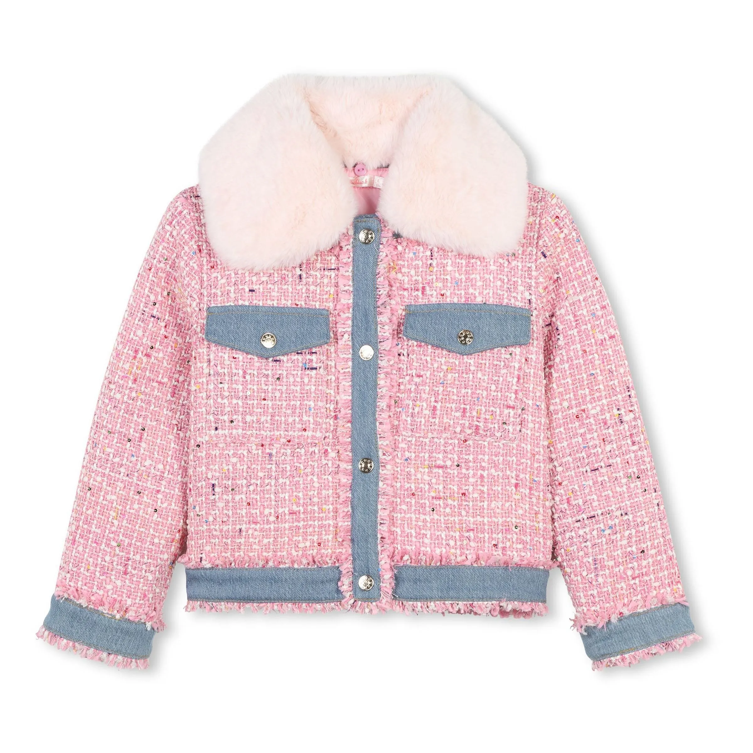 Pink Tweed Shearling Jacket