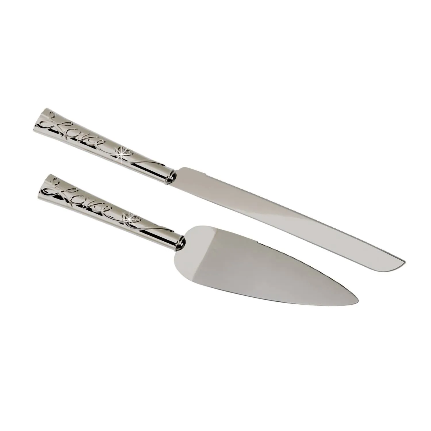 "love" Cake Knife & Server Set In Nickel