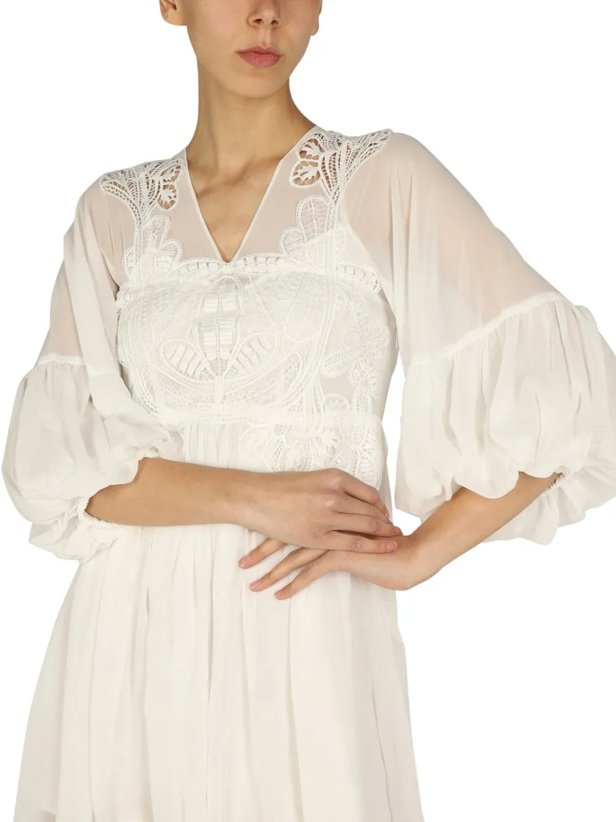 Self-Portrait Lace Detailed Mini Dress
