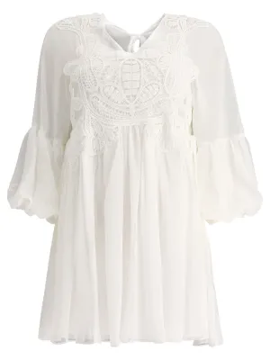 Self-Portrait Lace Detailed Mini Dress