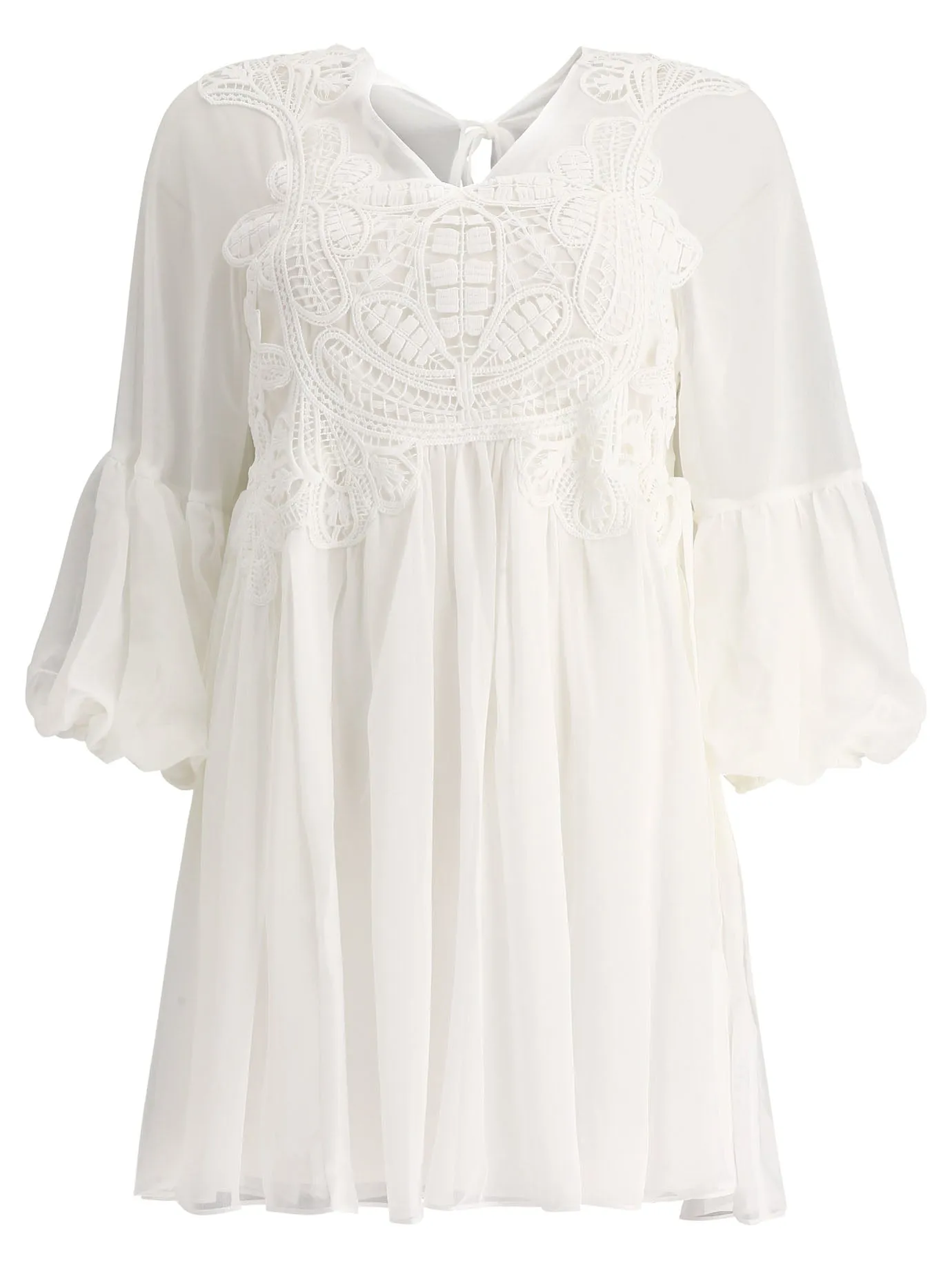 Self-Portrait Lace Detailed Mini Dress